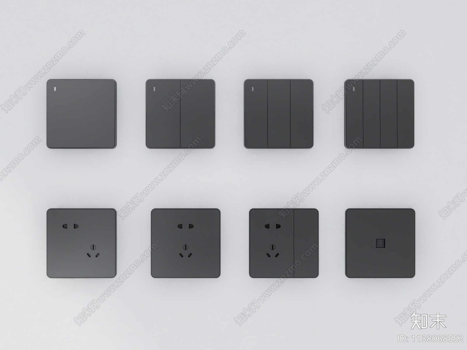 现代开关插座组合SU模型下载【ID:1138068552】