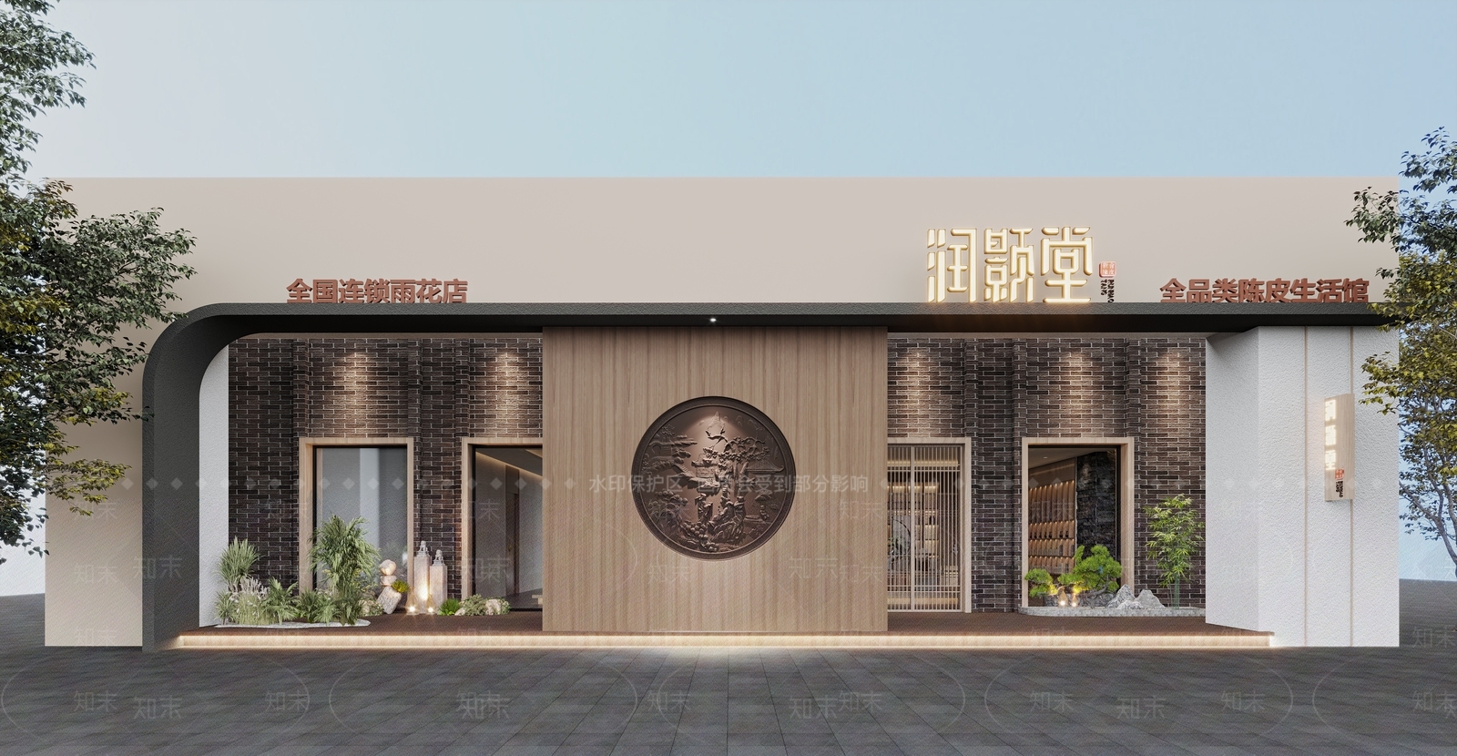 新中式店面门头3D模型下载【ID:1122229780】