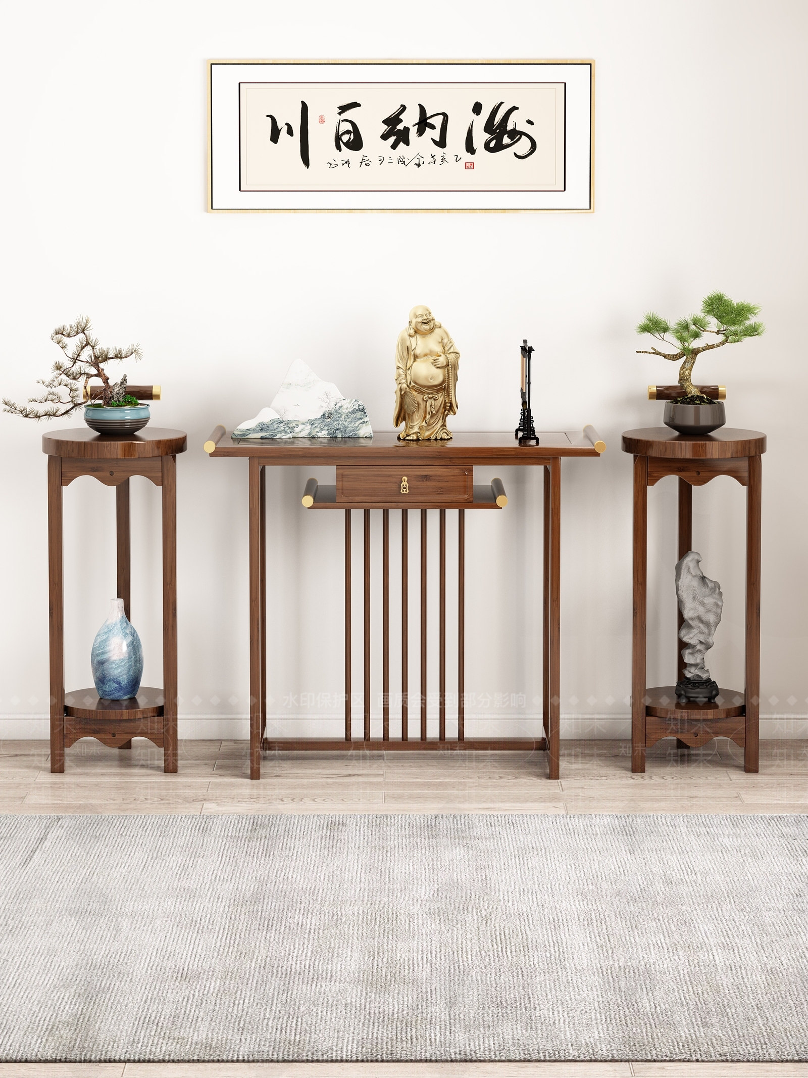 新中式端景条案3D模型下载【ID:1122230230】