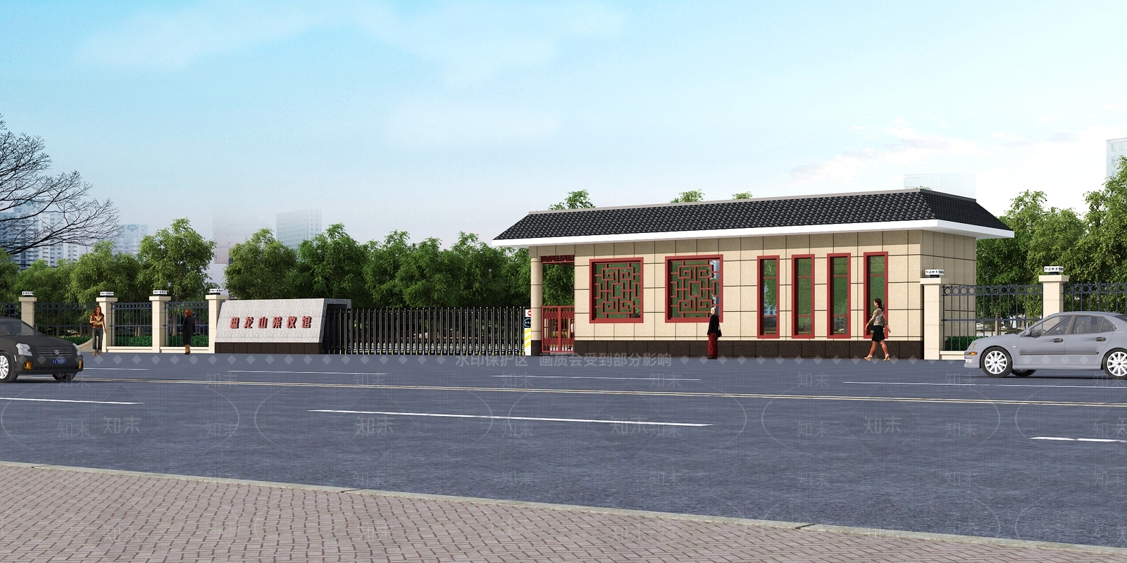 现代殡仪馆入口大门3D模型下载【ID:1122244691】