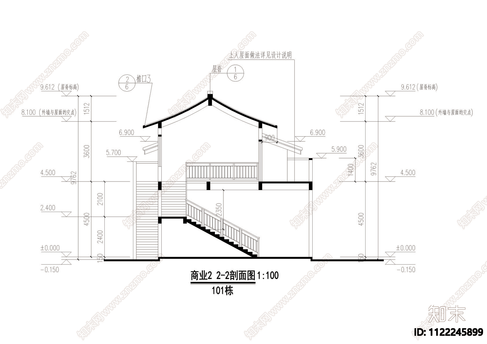 仿古商业建筑cad图施工图下载【ID:1122245899】