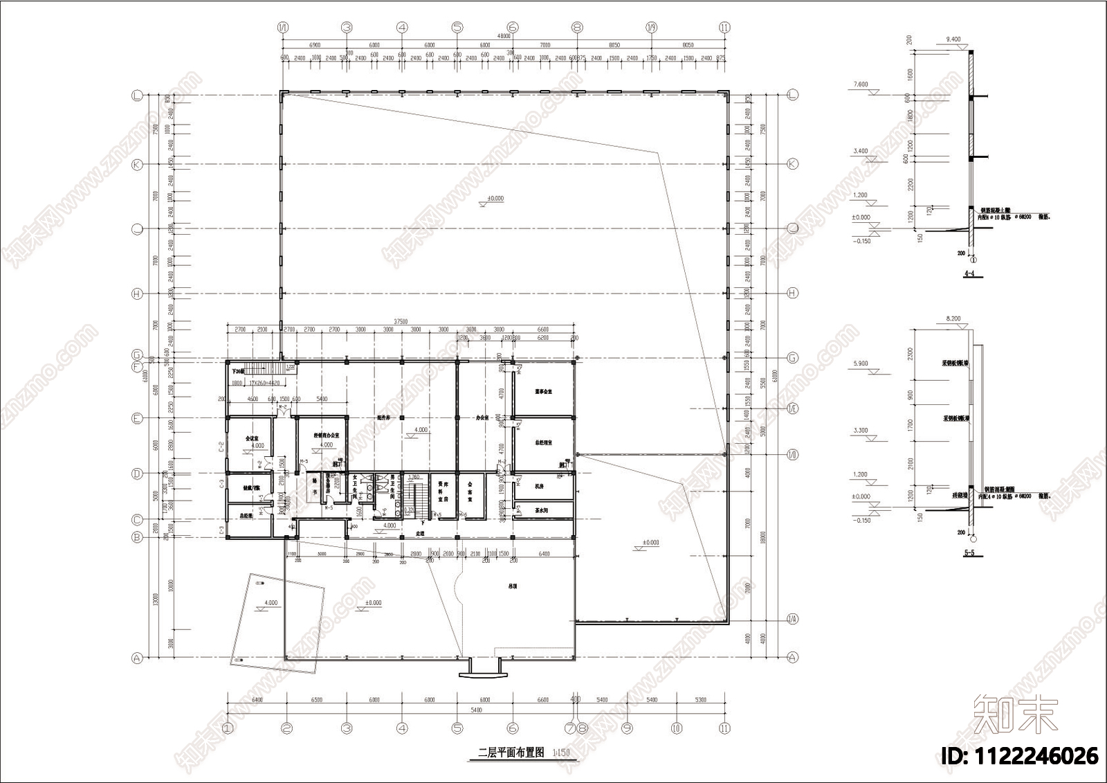 福特4S店建筑cad图cad施工图下载【ID:1122246026】