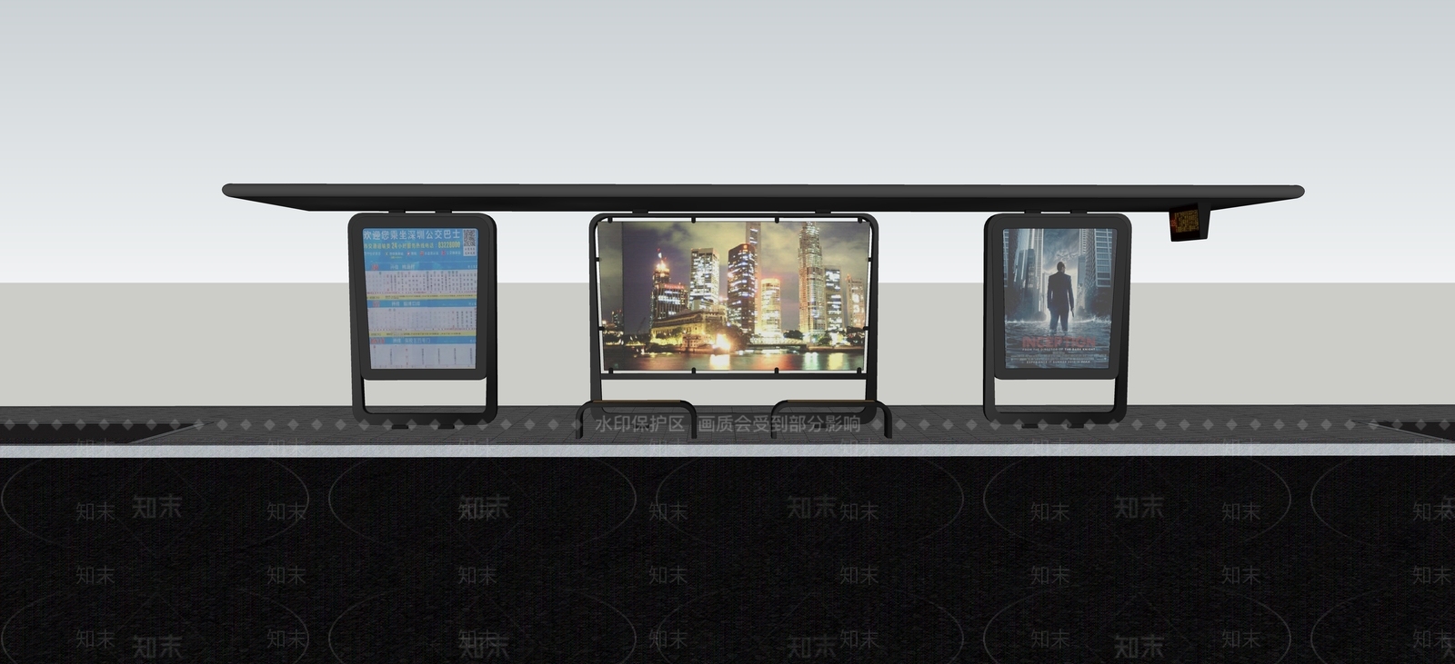 现代智慧公交车站台SU模型下载【ID:1122256122】