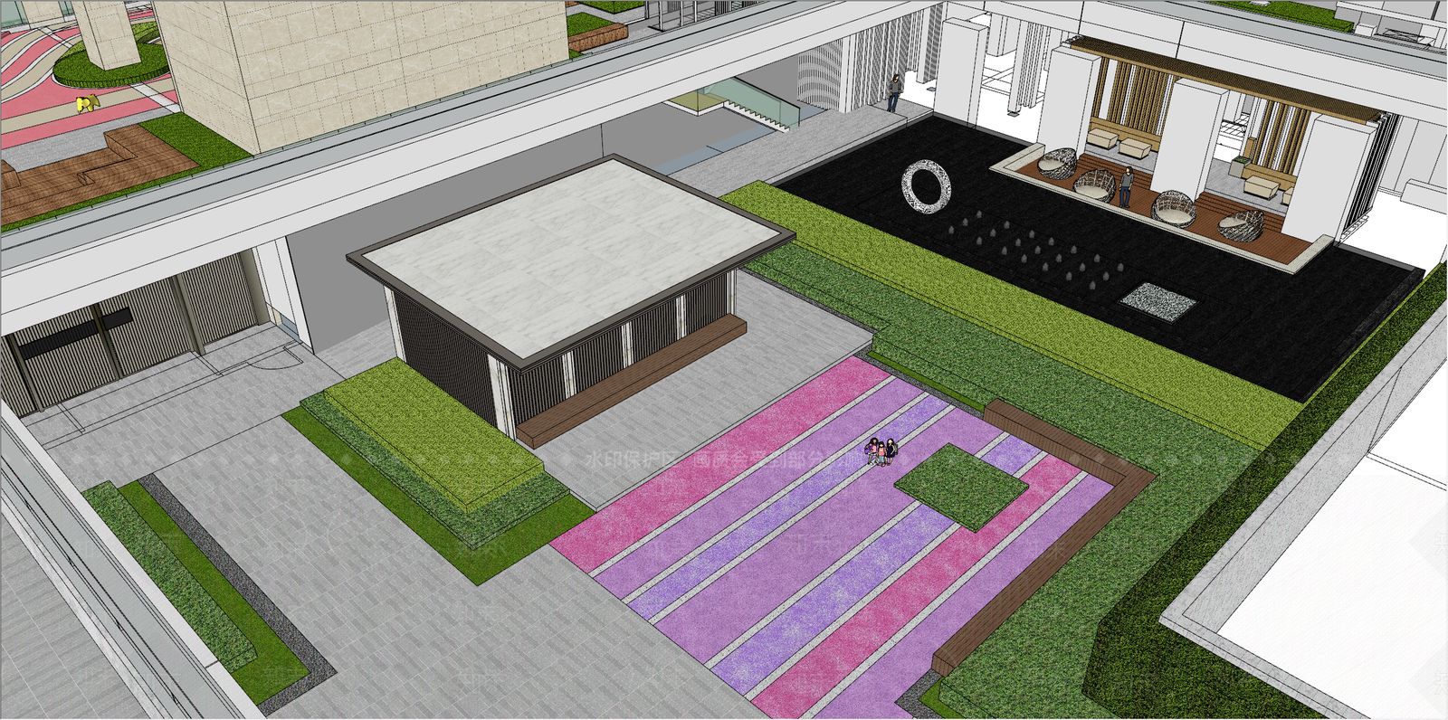 现代屋顶花园SU模型下载【ID:1122257132】