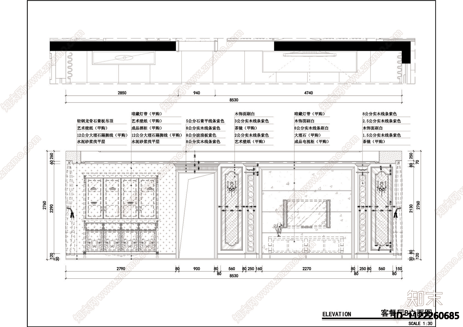 现代大平层室内家装CAD详图cad施工图下载【ID:1122260685】