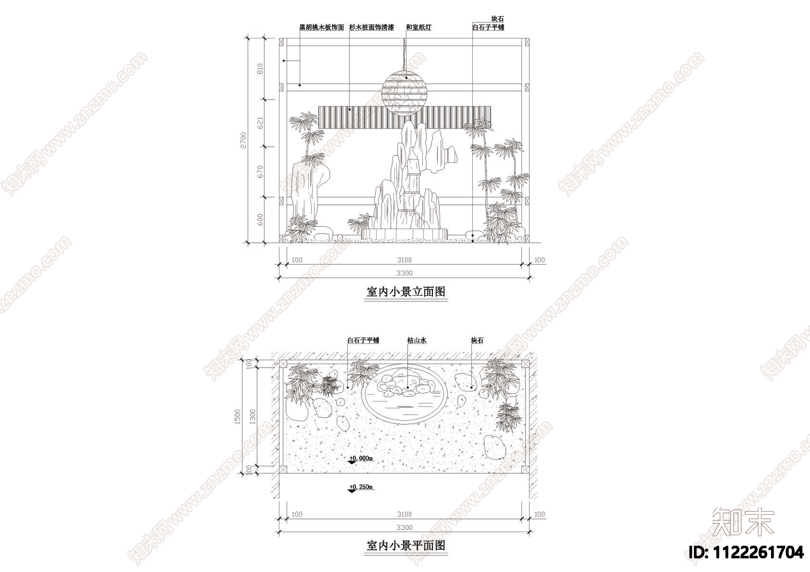 室内小景平立CAD图施工图下载【ID:1122261704】