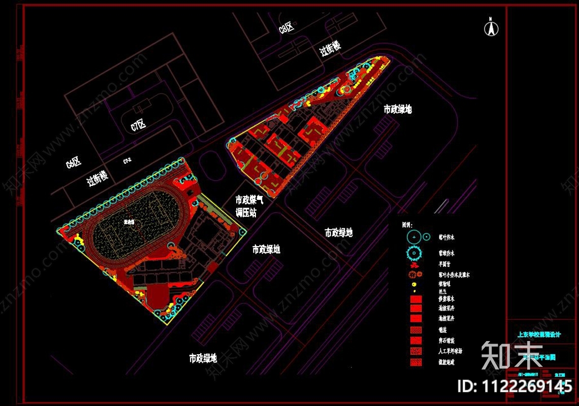 上东学校景观设计cad施工图下载【ID:1122269145】