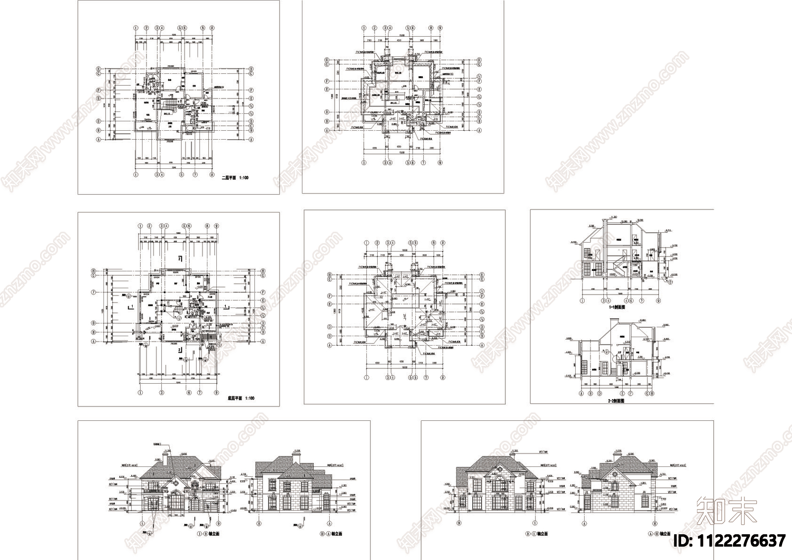 别墅建筑CAD图施工图下载【ID:1122276637】