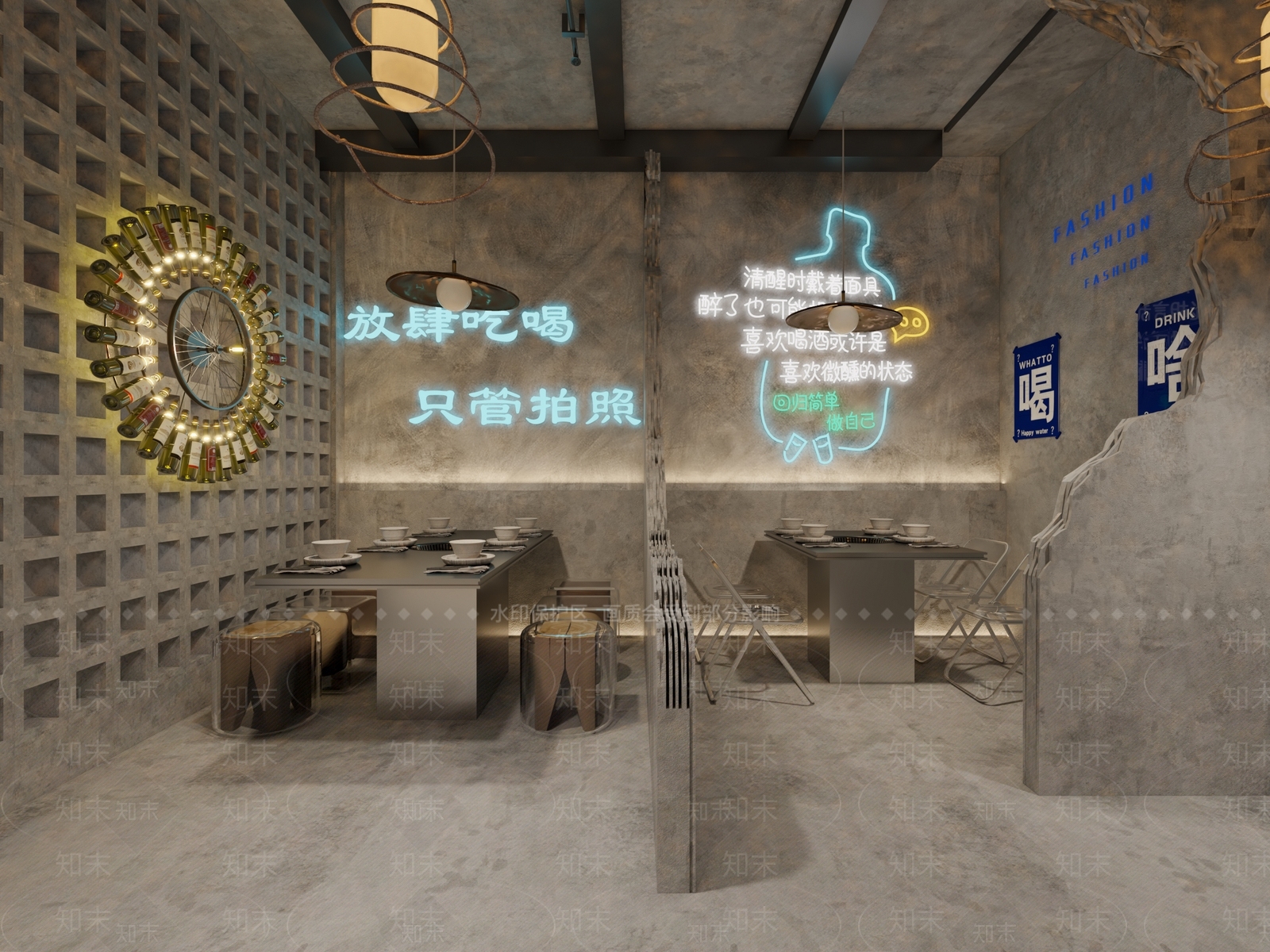 工业风烤肉店3D模型下载【ID:1122285865】