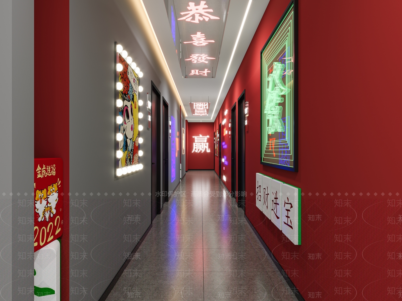现代棋牌室大厅3D模型下载【ID:1122290558】
