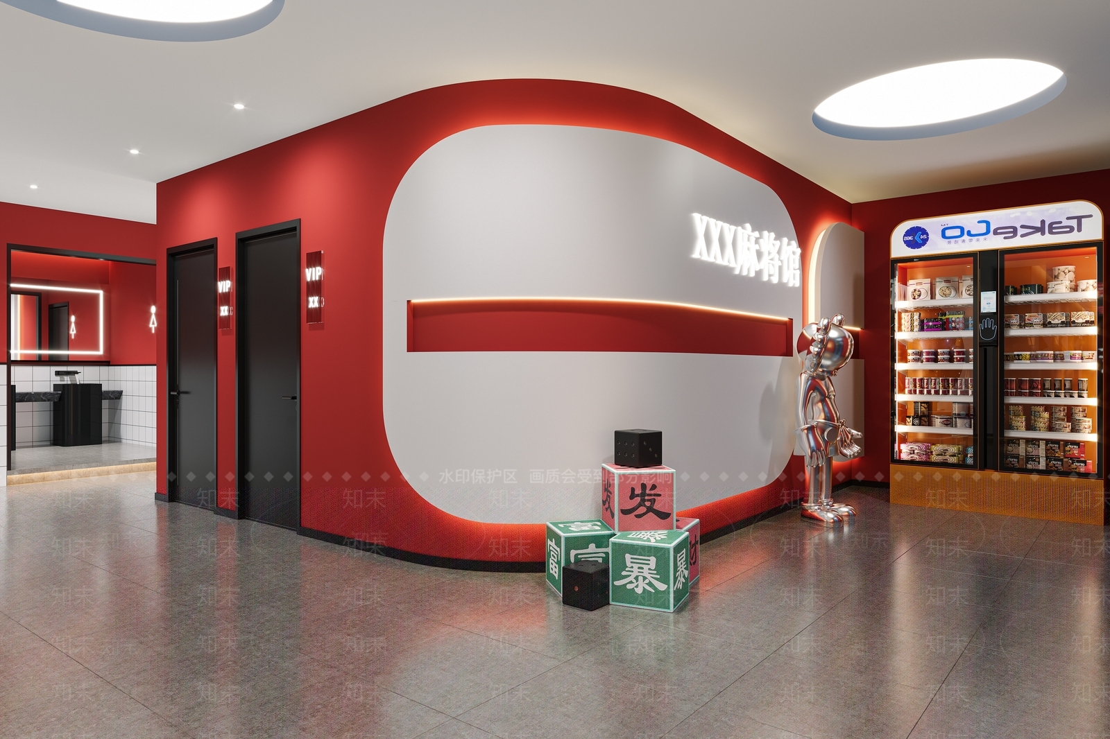 现代棋牌室大厅3D模型下载【ID:1122290558】