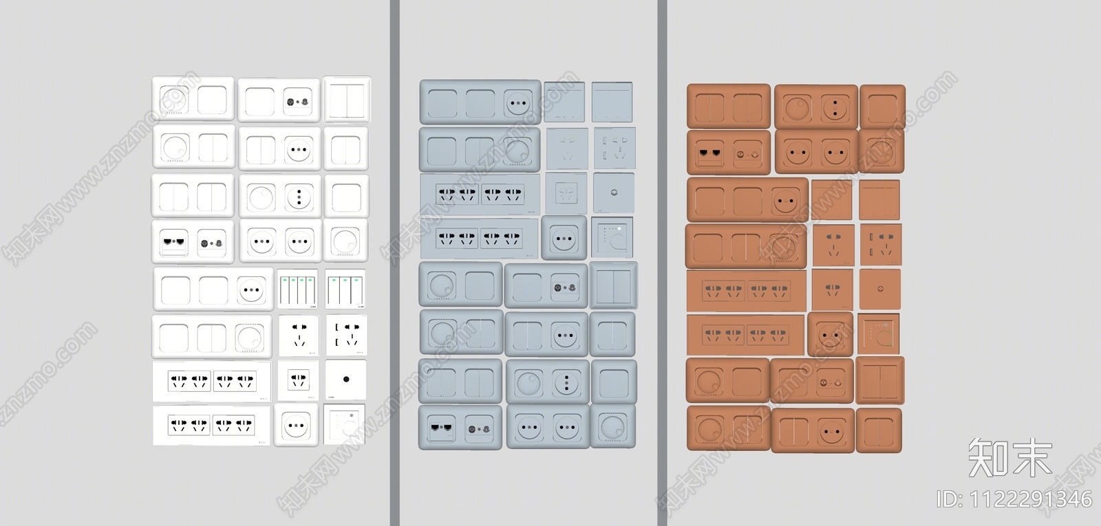 现代开关插座面板组合SU模型下载【ID:1122291346】