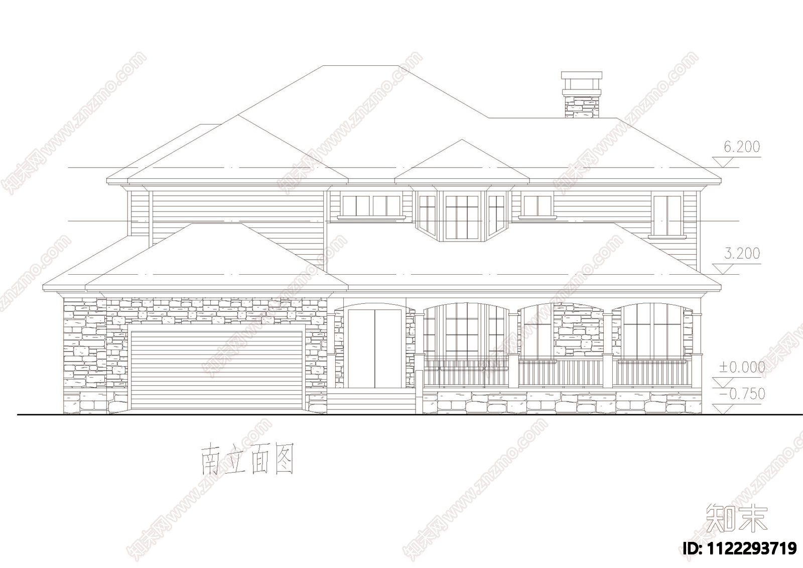 坡地独栋别墅cad图施工图下载【ID:1122293719】