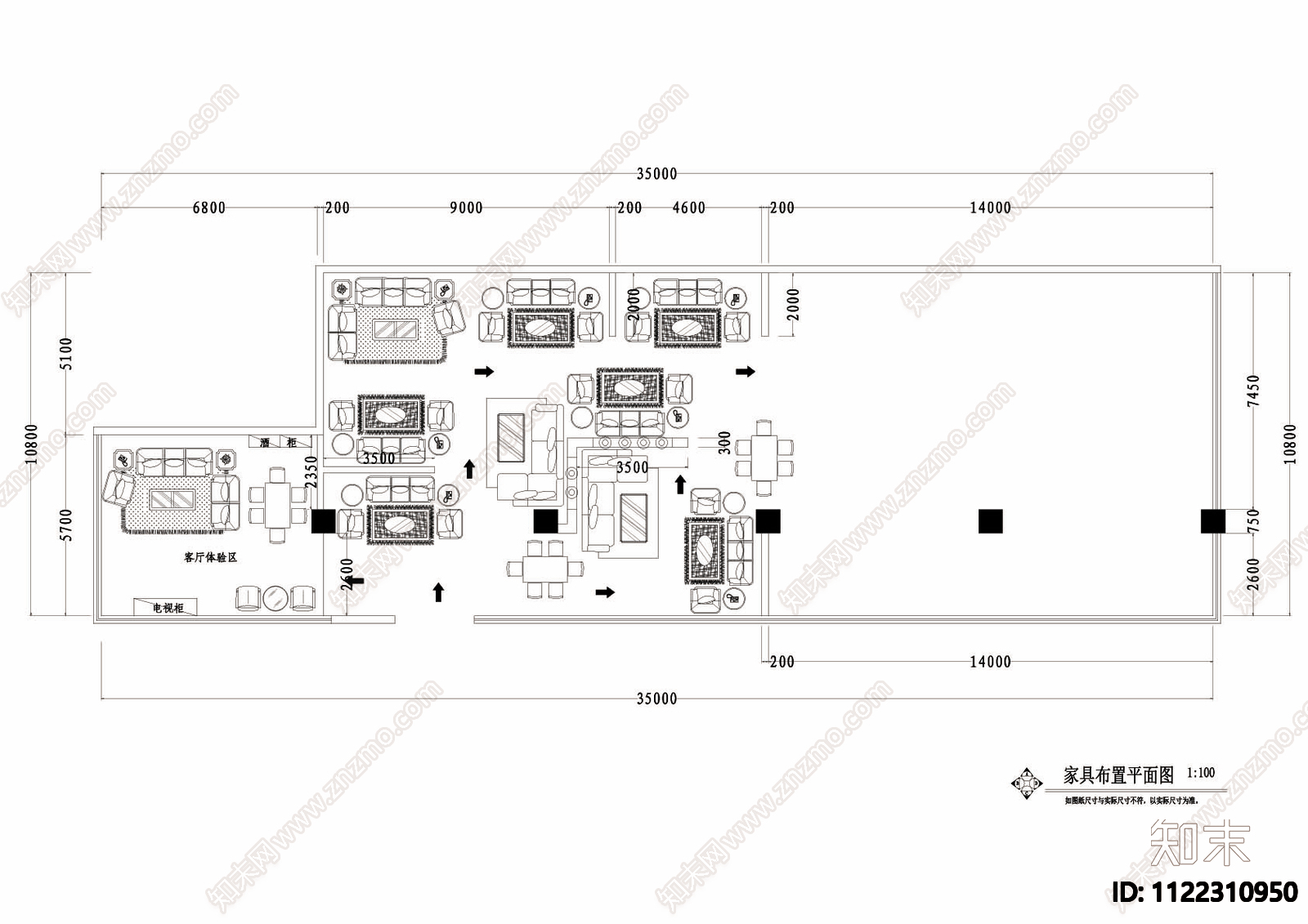 家私专卖店装修cad图cad施工图下载【ID:1122310950】