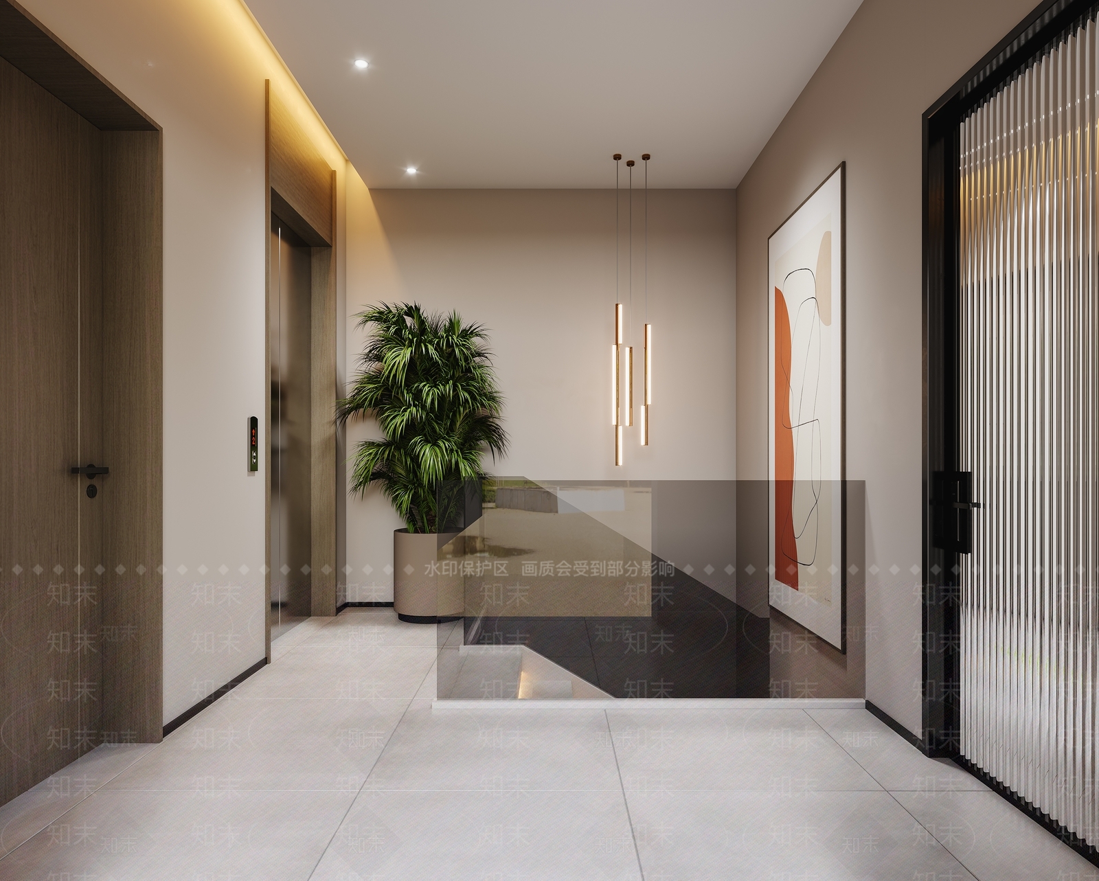 现代楼梯间3D模型下载【ID:1122314255】