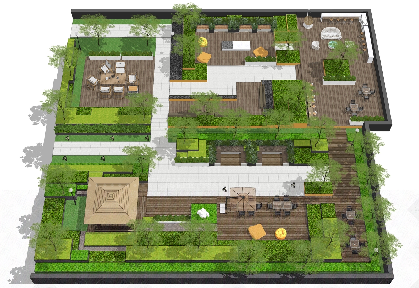 屋顶花园SU模型精品下载_SketchUp模型_知末网