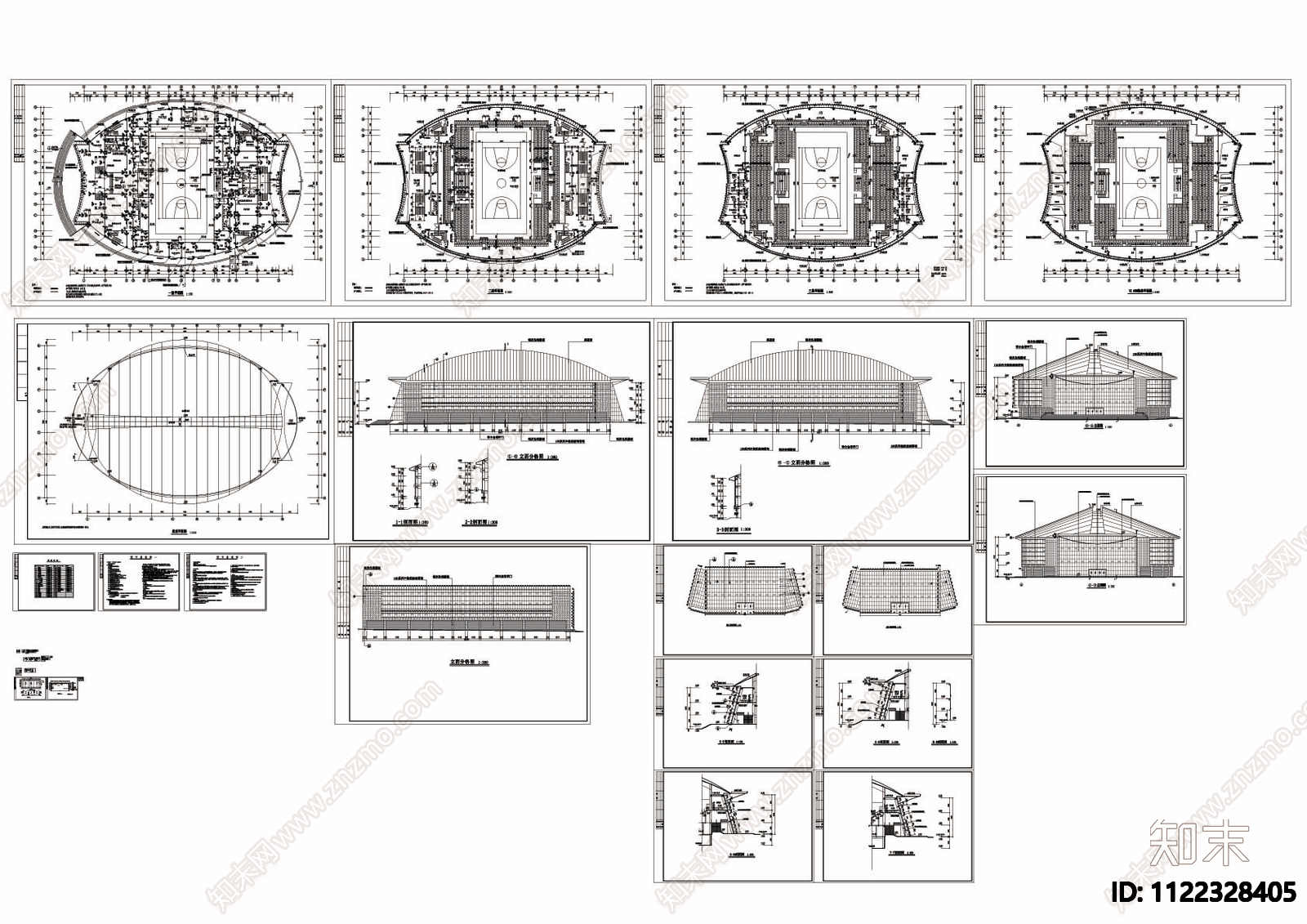 体育馆建筑CAD图cad施工图下载【ID:1122328405】