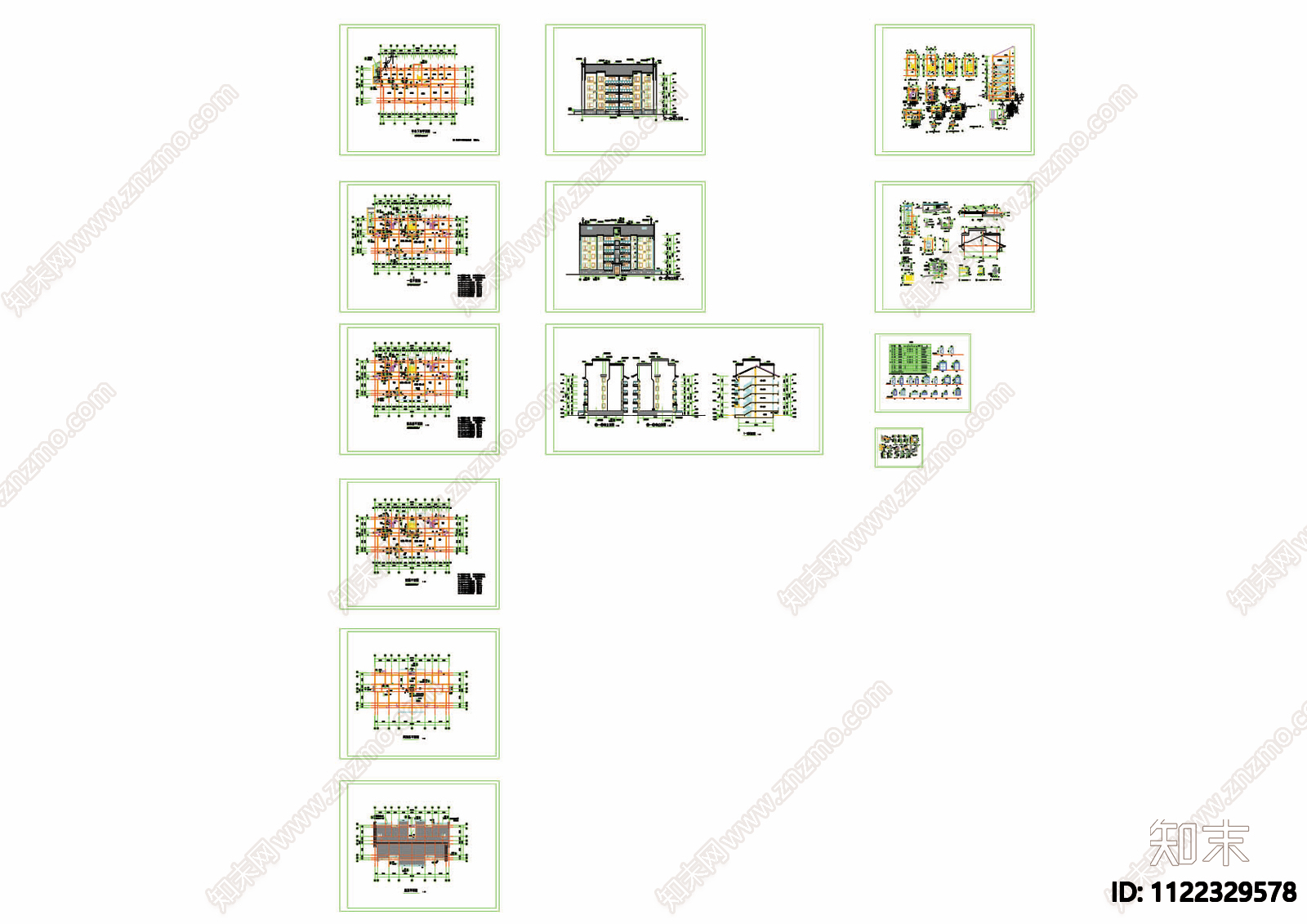 徽派风格五层住宅楼CAD图施工图下载【ID:1122329578】