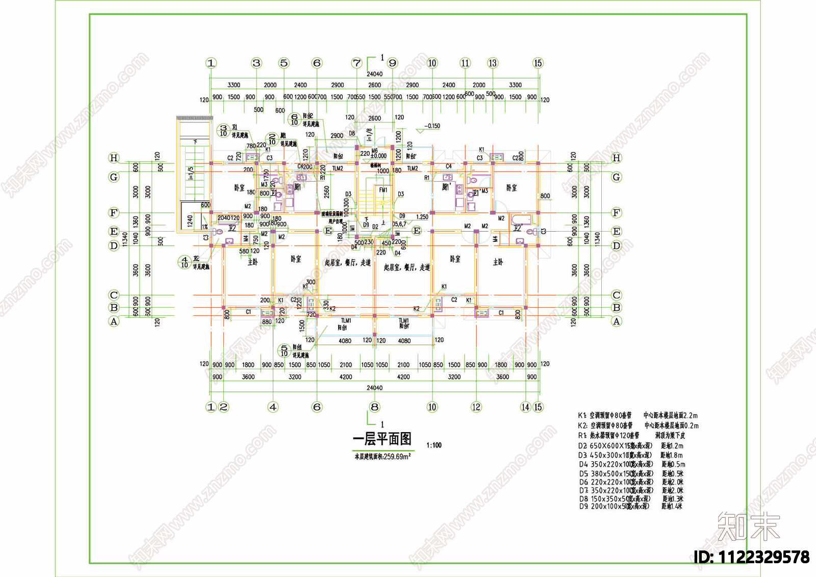 徽派风格五层住宅楼CAD图施工图下载【ID:1122329578】