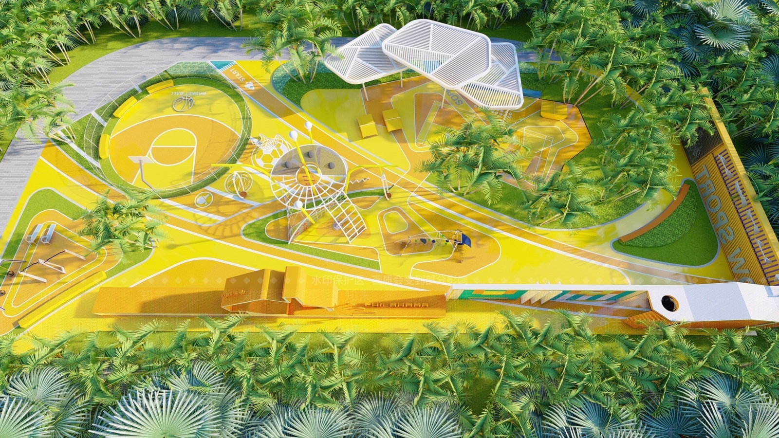 现代运动公园景观SU模型下载【ID:1122332799】