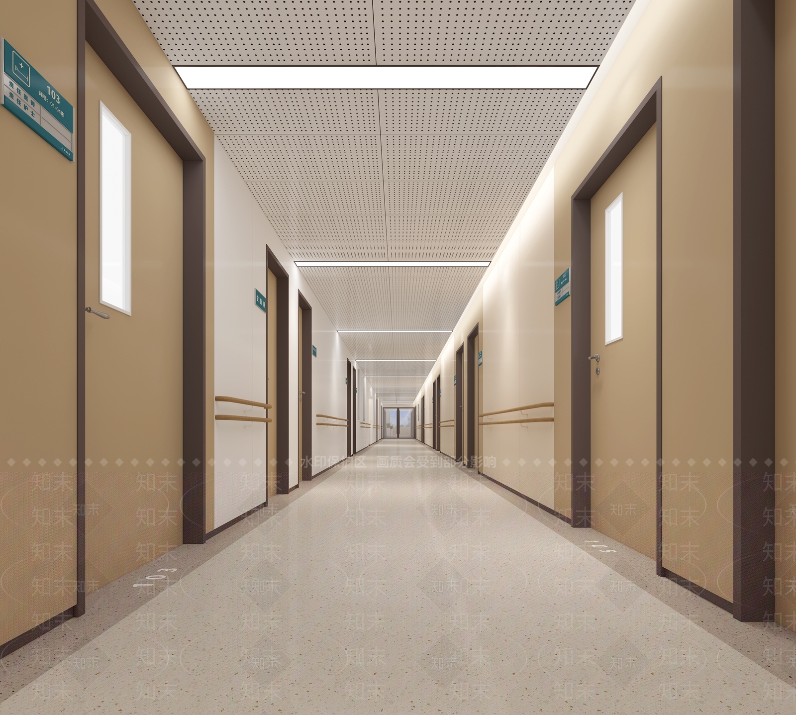 现代医院走廊3D模型下载【ID:1122342548】