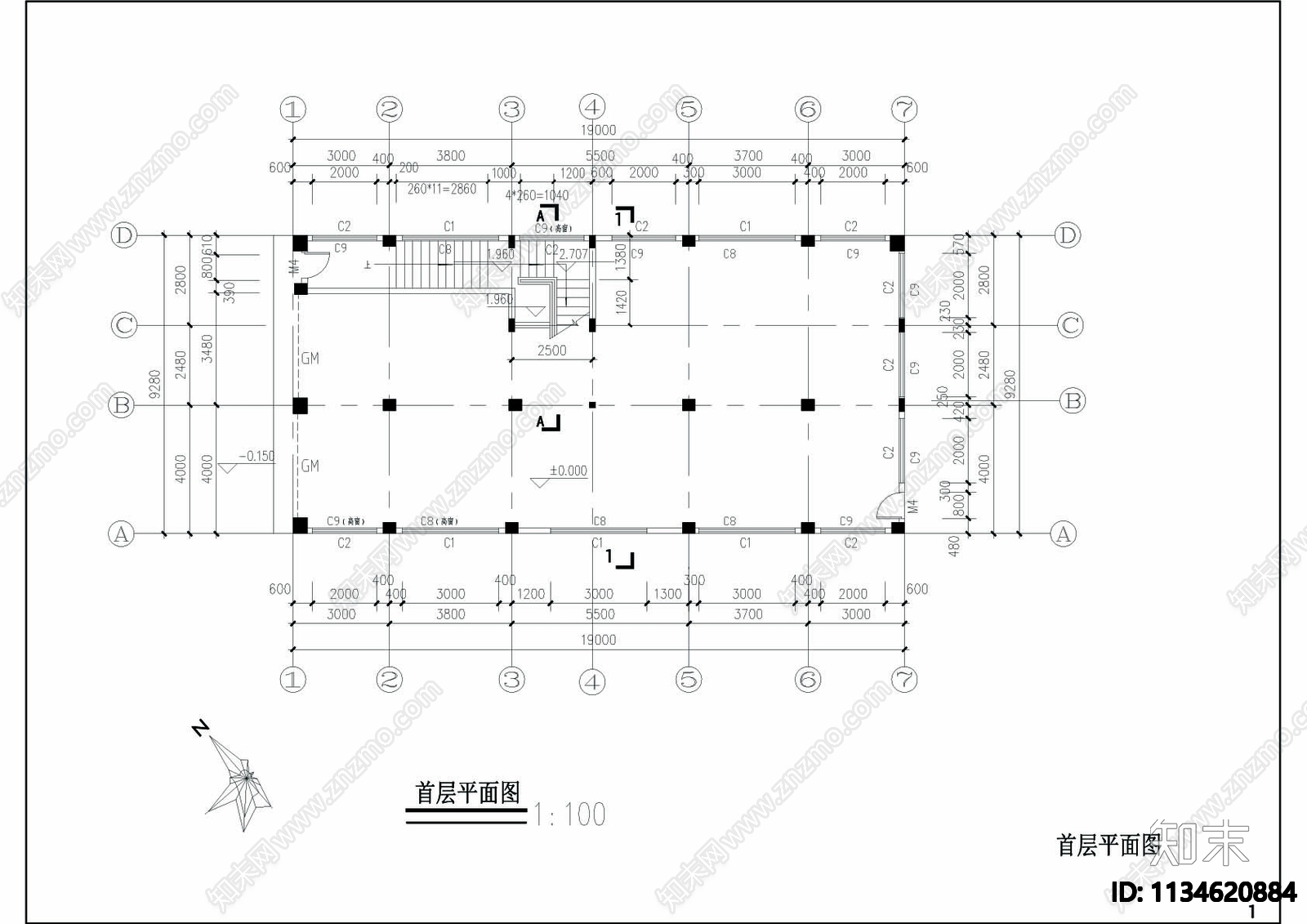 出租屋建筑cad施工图下载【ID:1134620884】