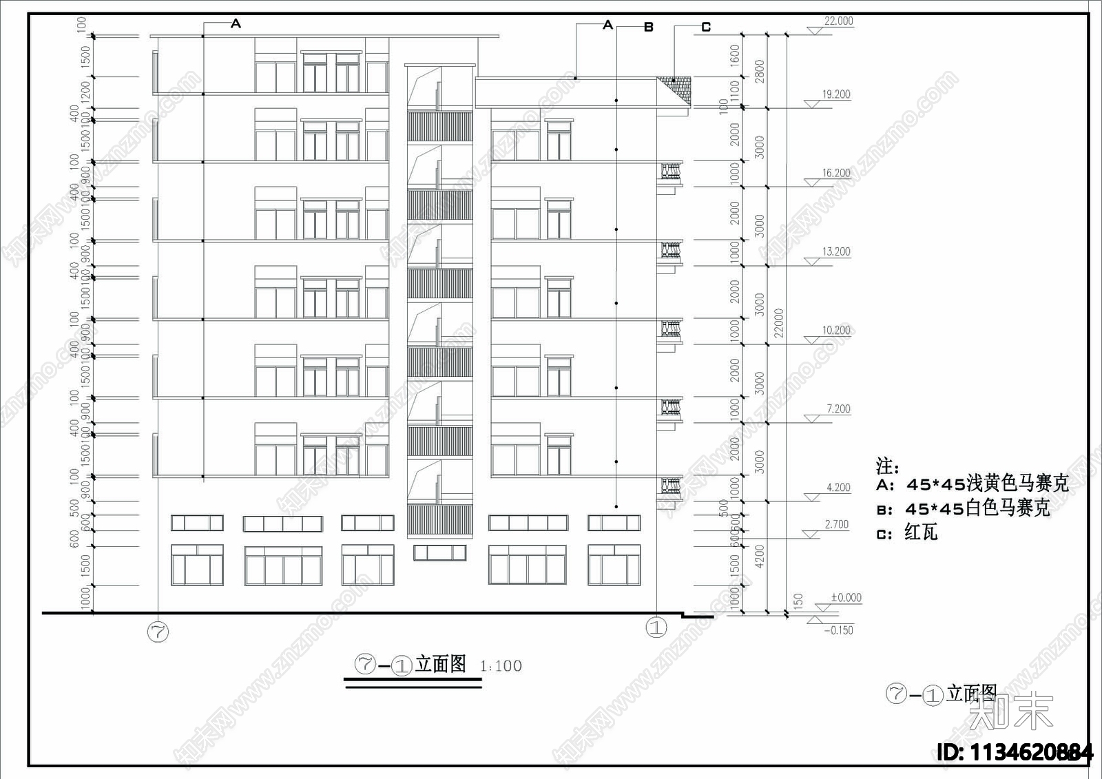 出租屋建筑cad施工图下载【ID:1134620884】