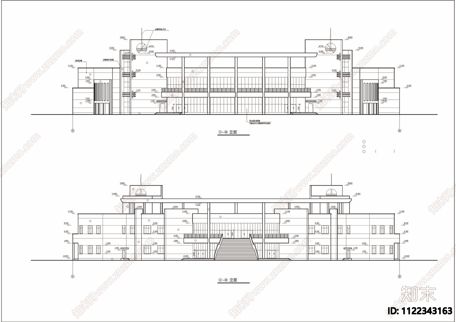 环形食堂建筑方案图cad施工图下载【ID:1122343163】