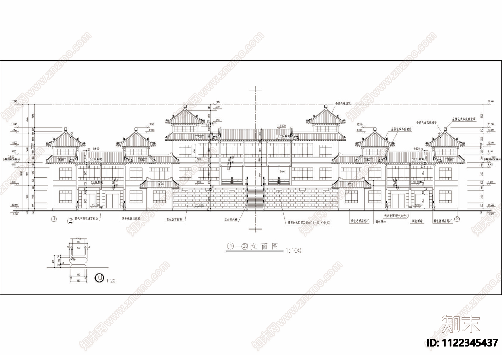 仿古建办公室设计cad图施工图下载【ID:1122345437】