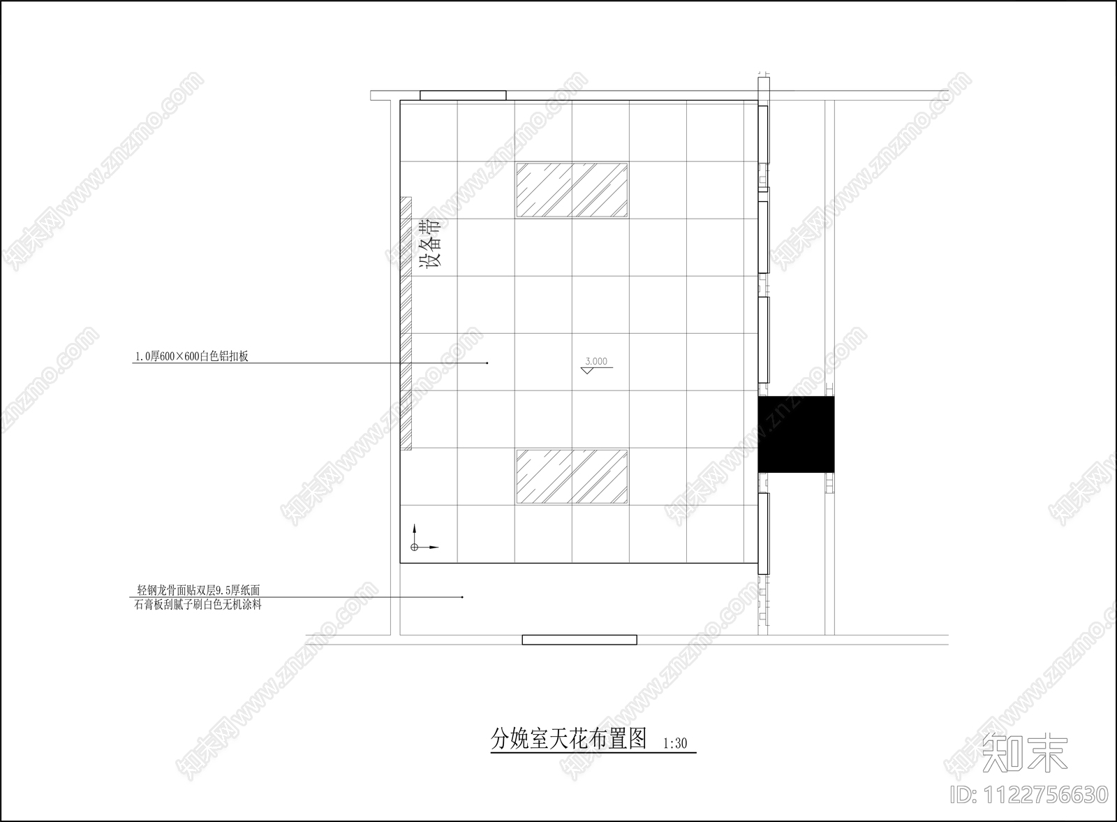 现代简约分娩室cad施工图下载【ID:1122756630】