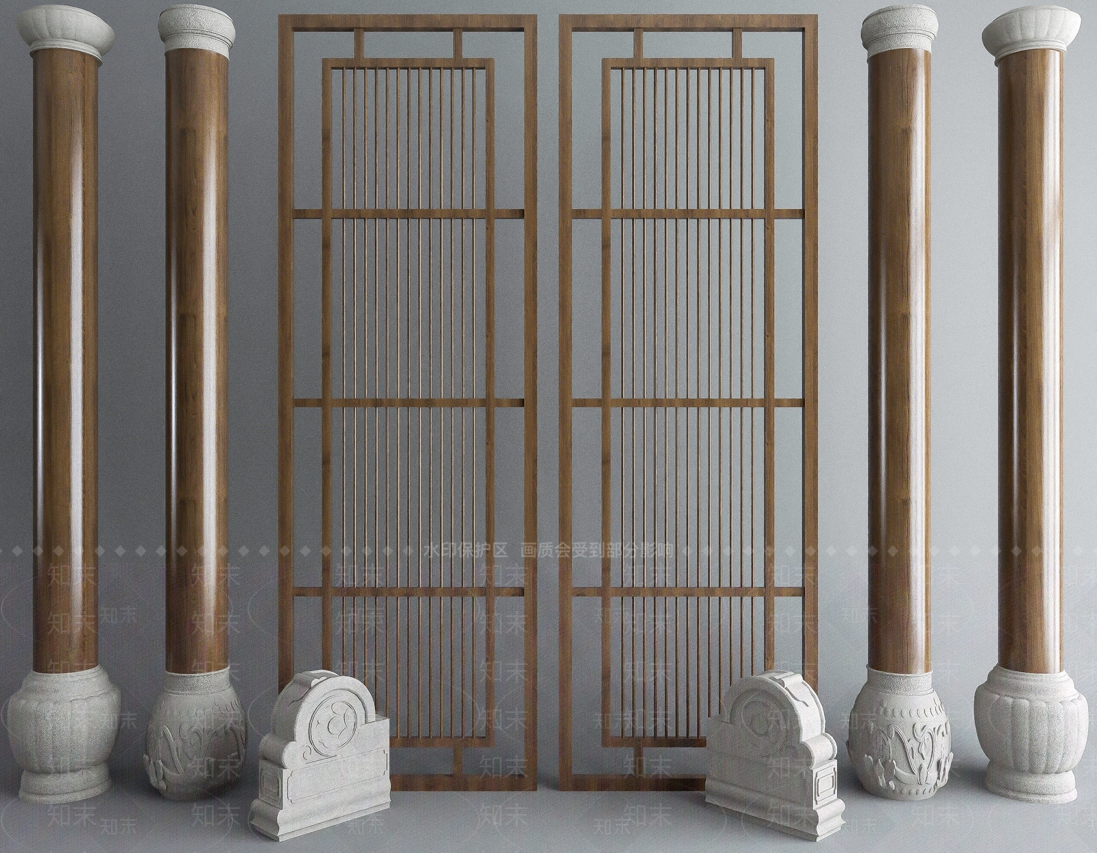 中式柱子石墩石鼓SU模型下载【ID:1122352266】