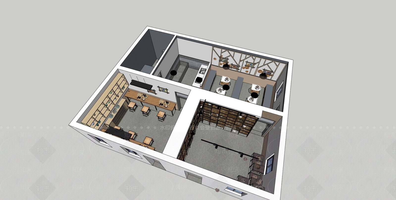 现代陶艺手工坊SU模型下载【ID:1122352344】