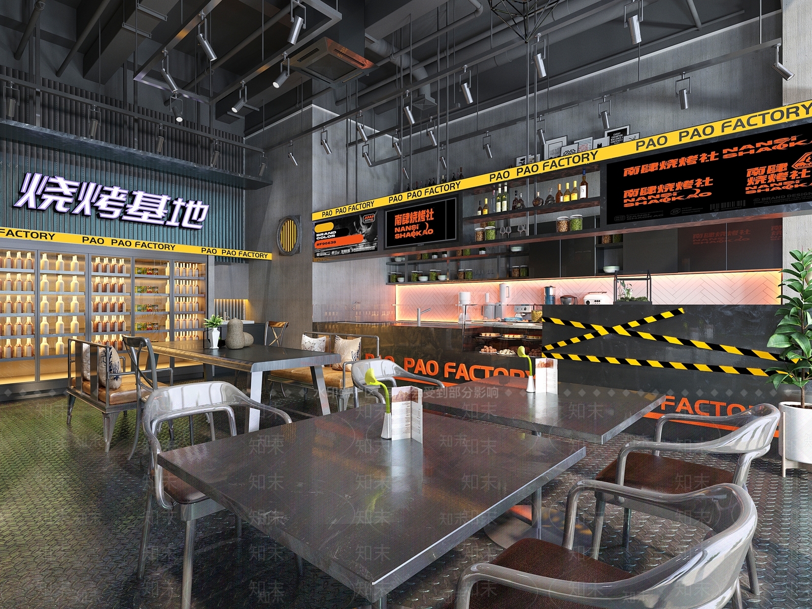 工业风烧烤店3D模型下载【ID:1122353682】