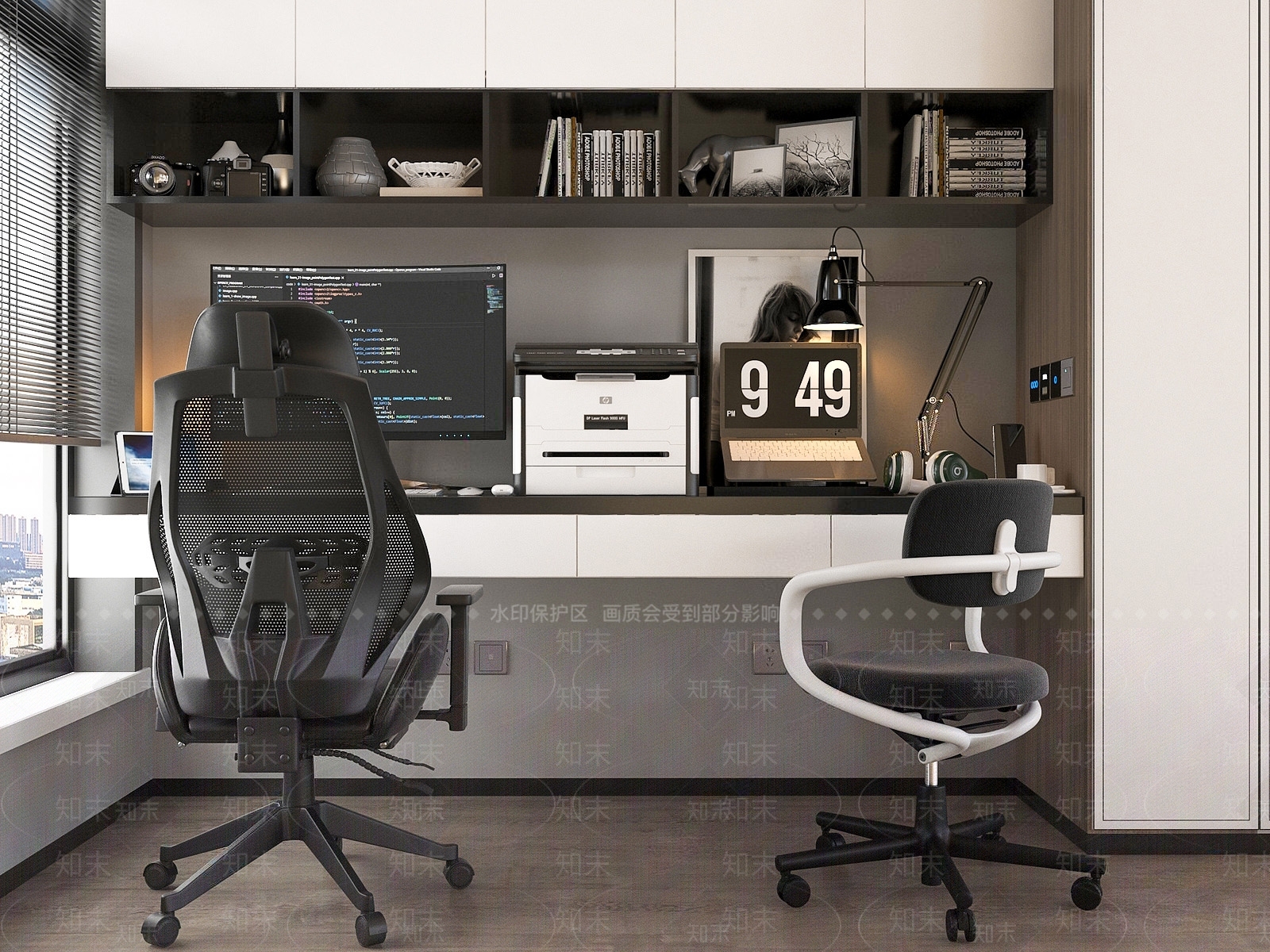 现代电竞房游戏桌椅电脑桌组合SU模型下载【ID:1122353866】