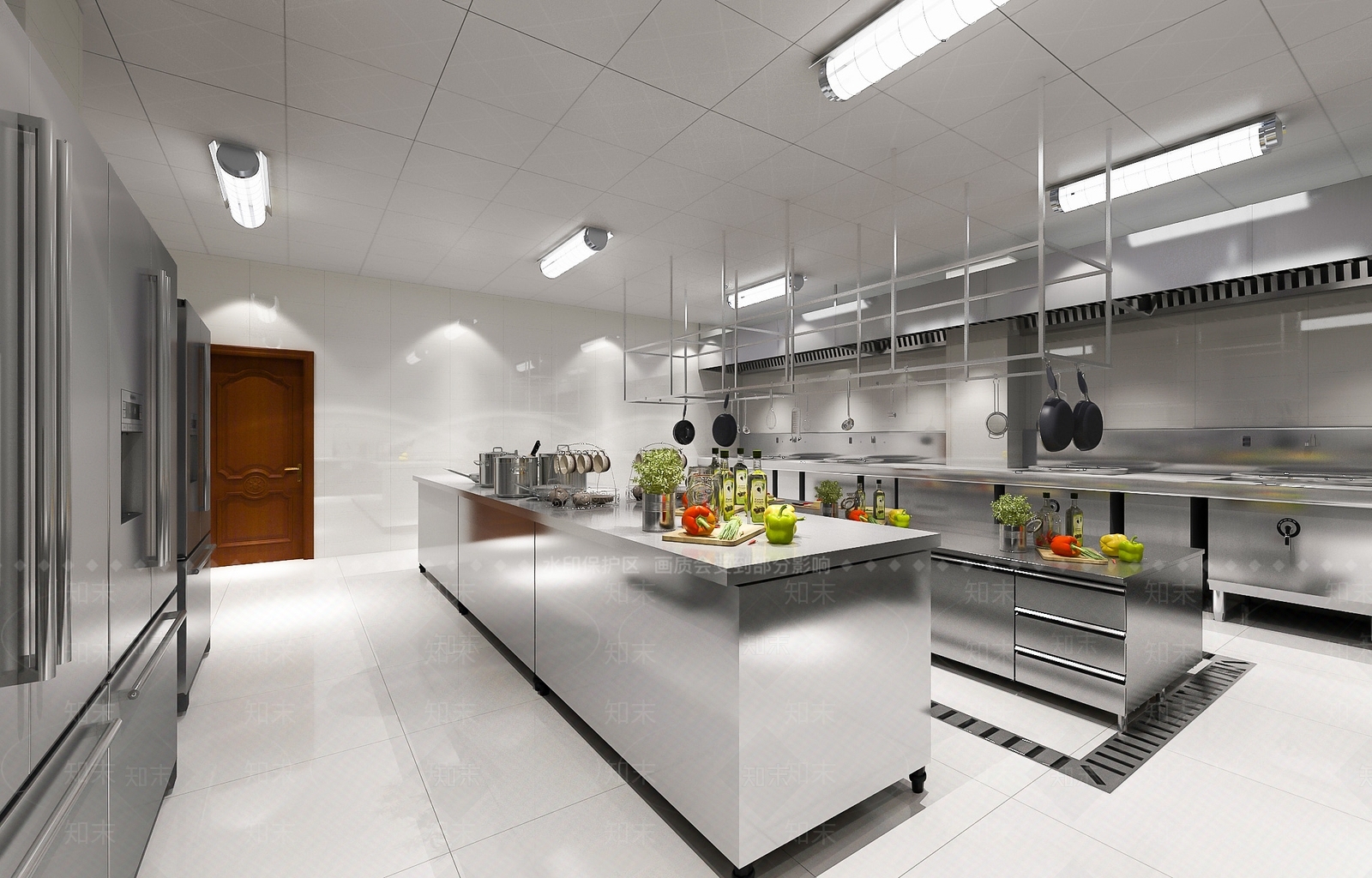 现代餐饮餐厅酒店后厨房SU模型下载【ID:1122354916】