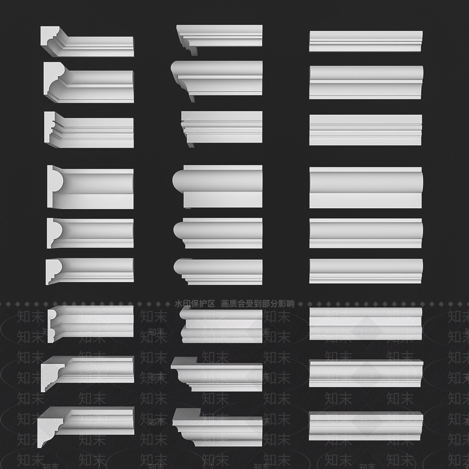 现代天花吊顶门框石膏线角线组合SU模型下载【ID:1122355230】