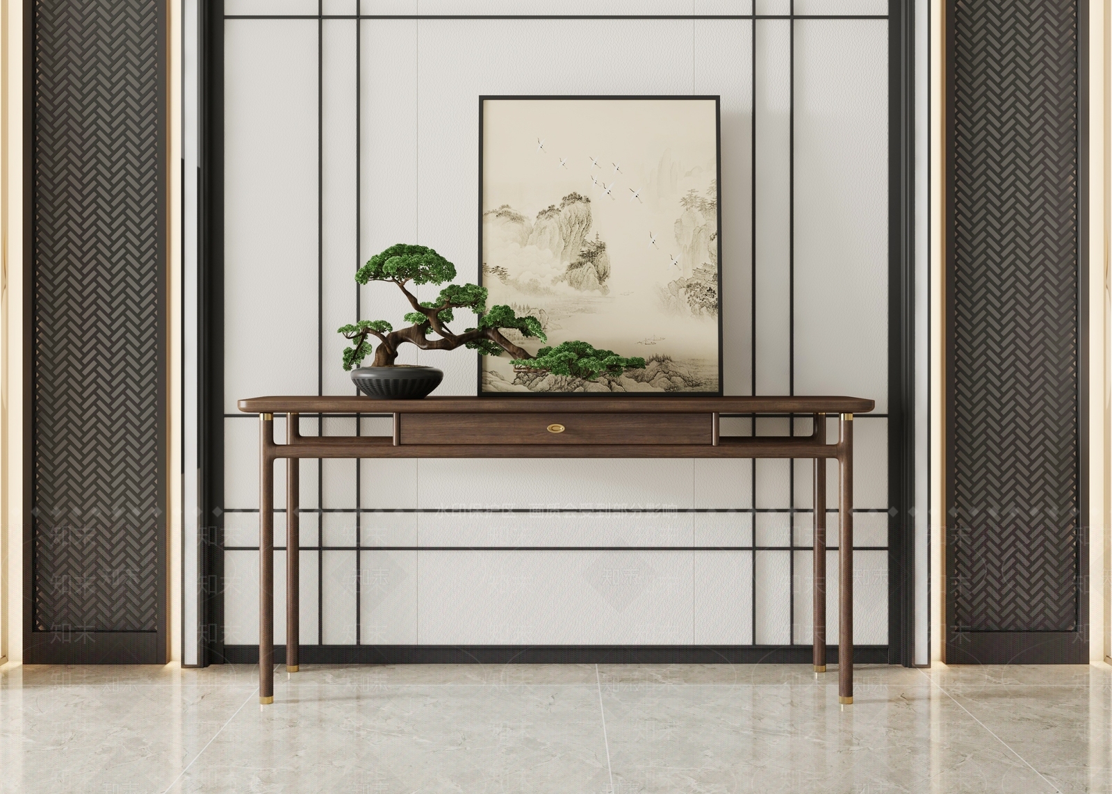 新中式端景条案3D模型下载【ID:1122355447】