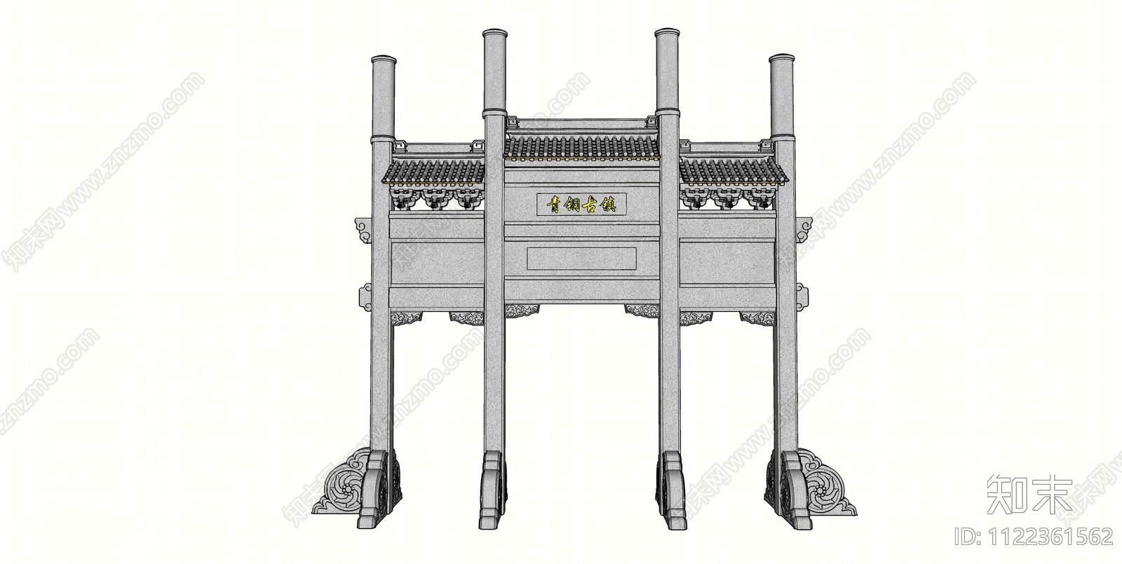 中式牌坊牌楼SU模型下载【ID:1122361562】