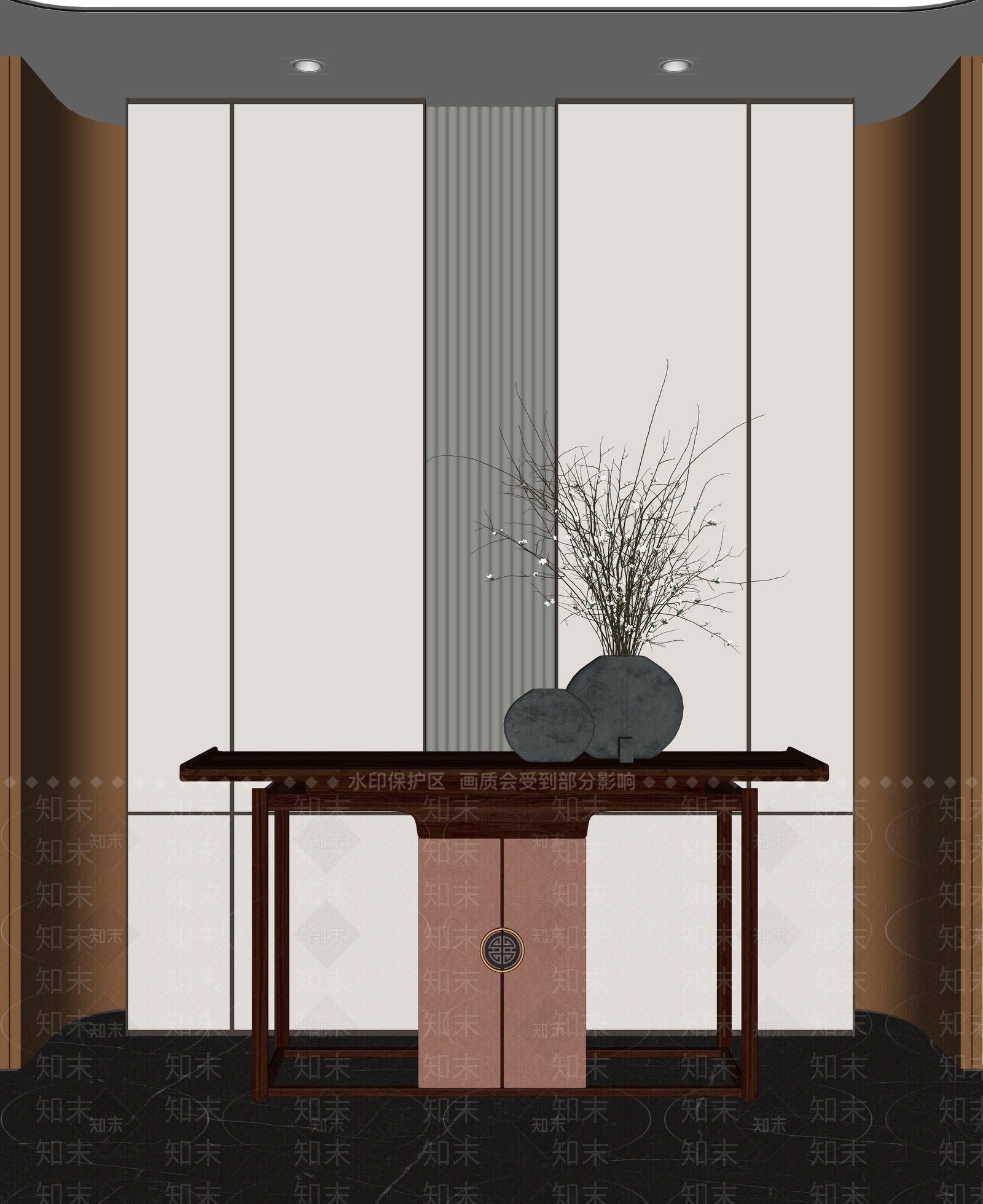 新中式端景台SU模型下载【ID:1122368745】