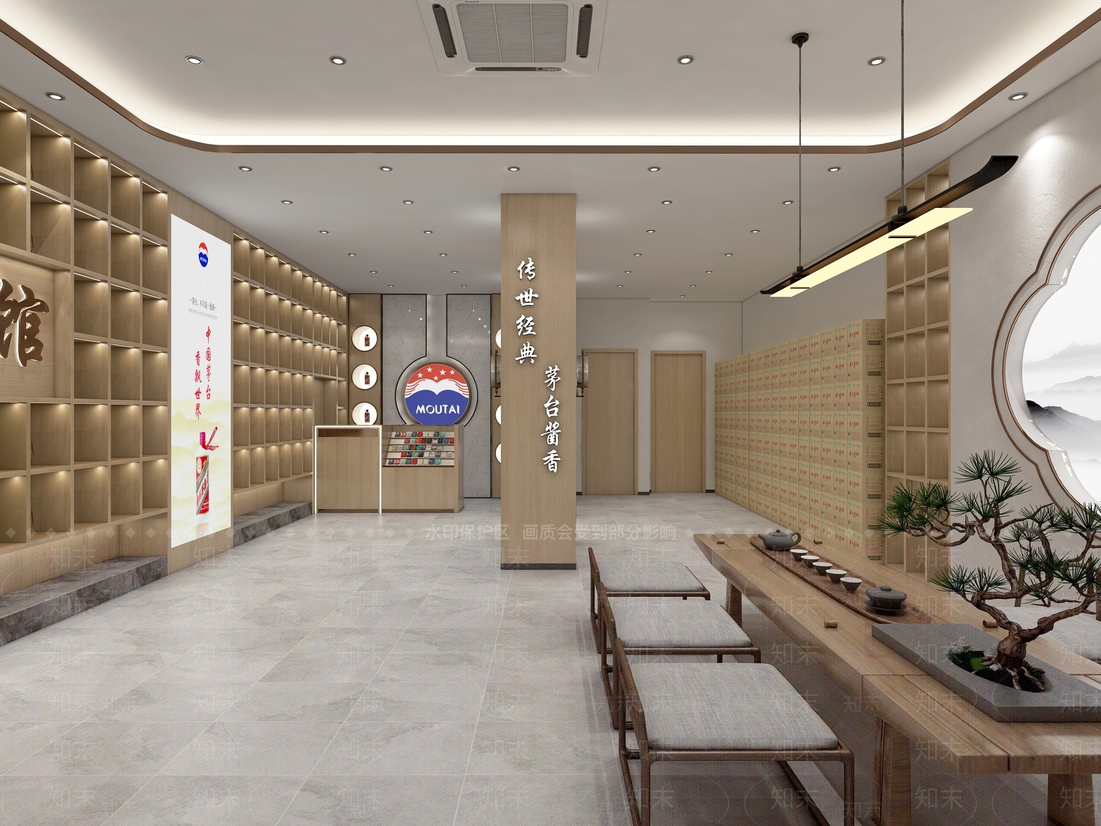 新中式烟酒店3D模型下载【ID:1122372427】