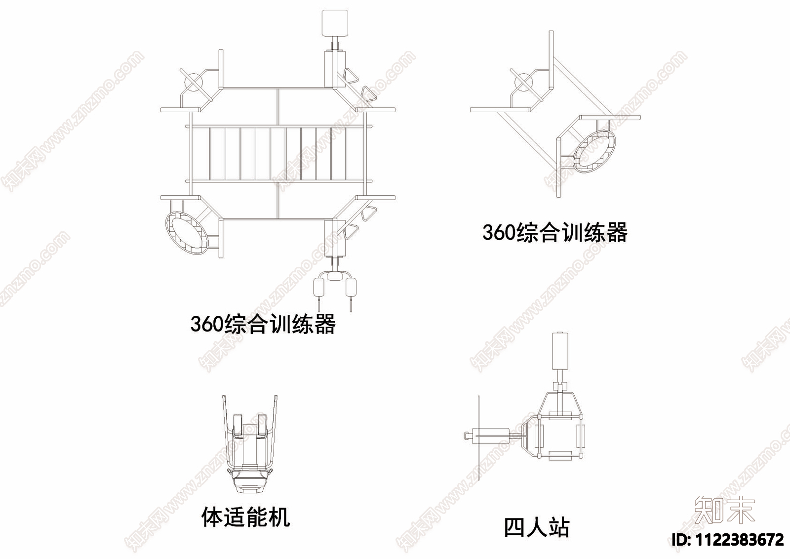 健身房器材施工图下载【ID:1122383672】