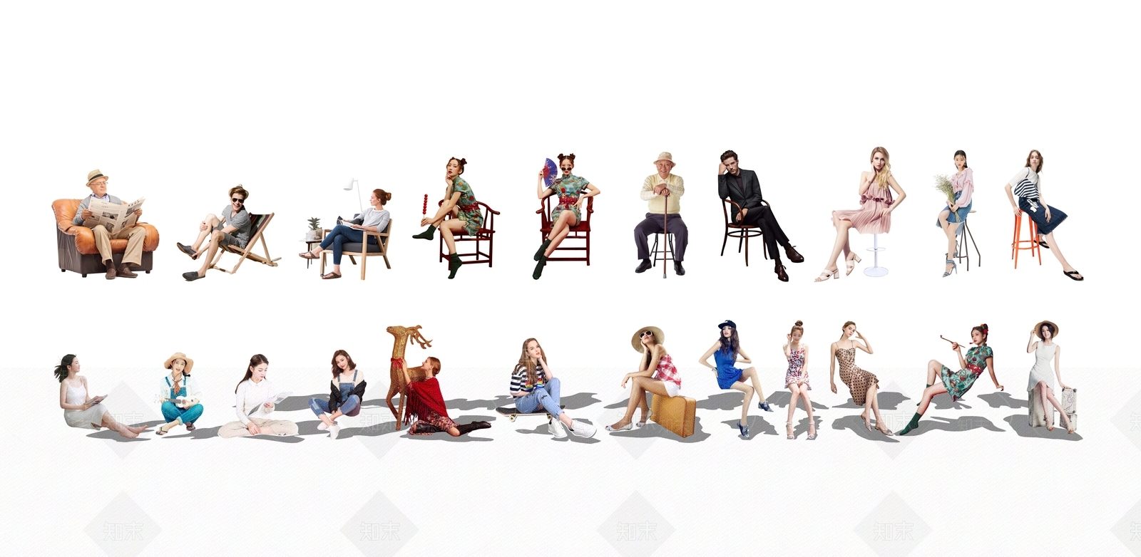 2D坐姿人物合集SU模型下载【ID:1122384265】