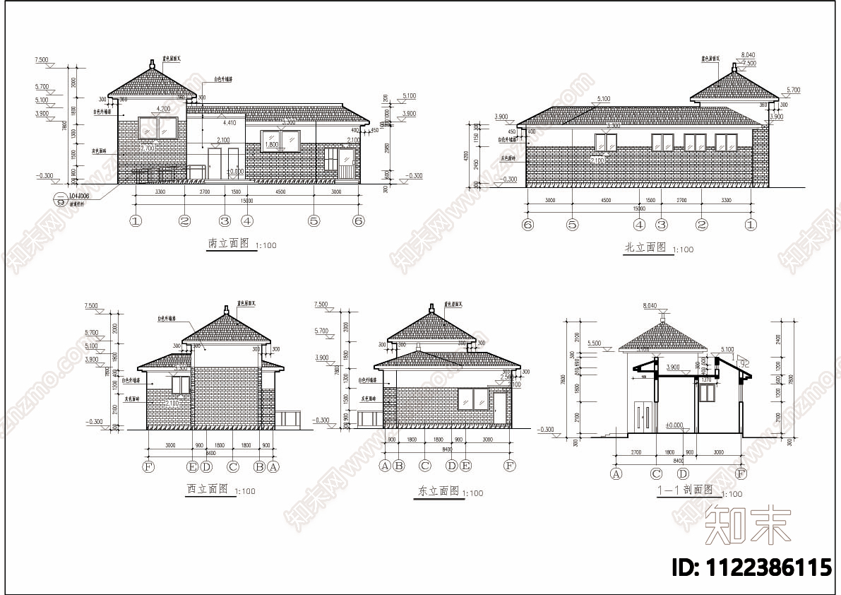 经典公园公共厕所建筑cad图施工图下载【ID:1122386115】