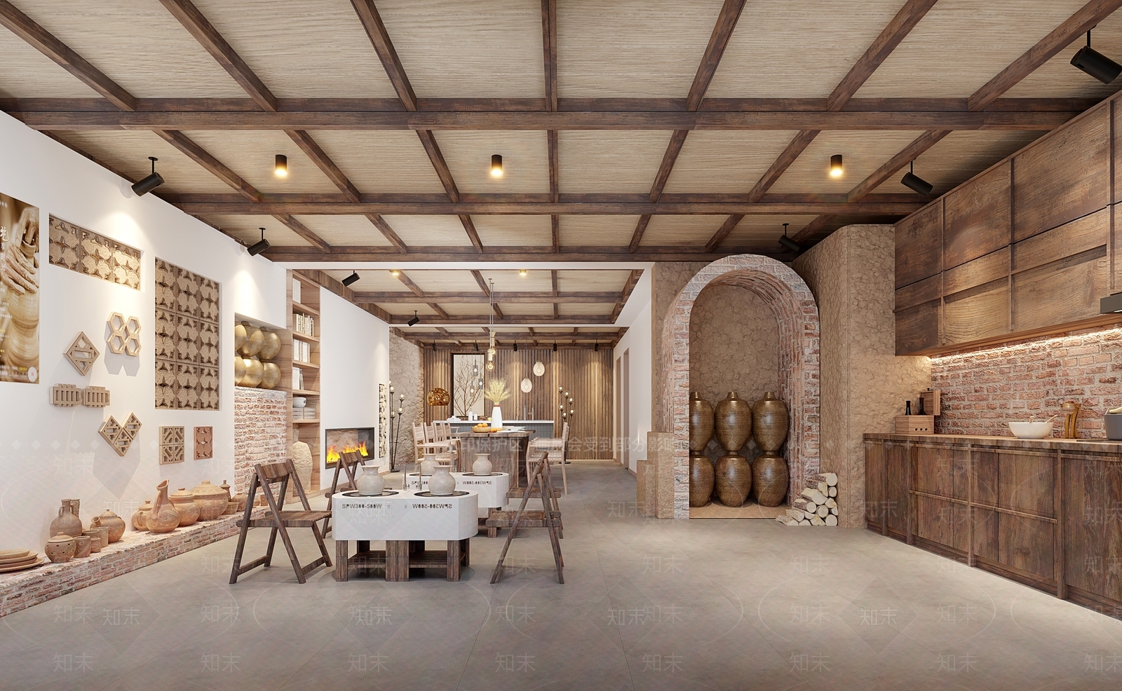 中式陶艺馆3D模型下载【ID:1122394385】