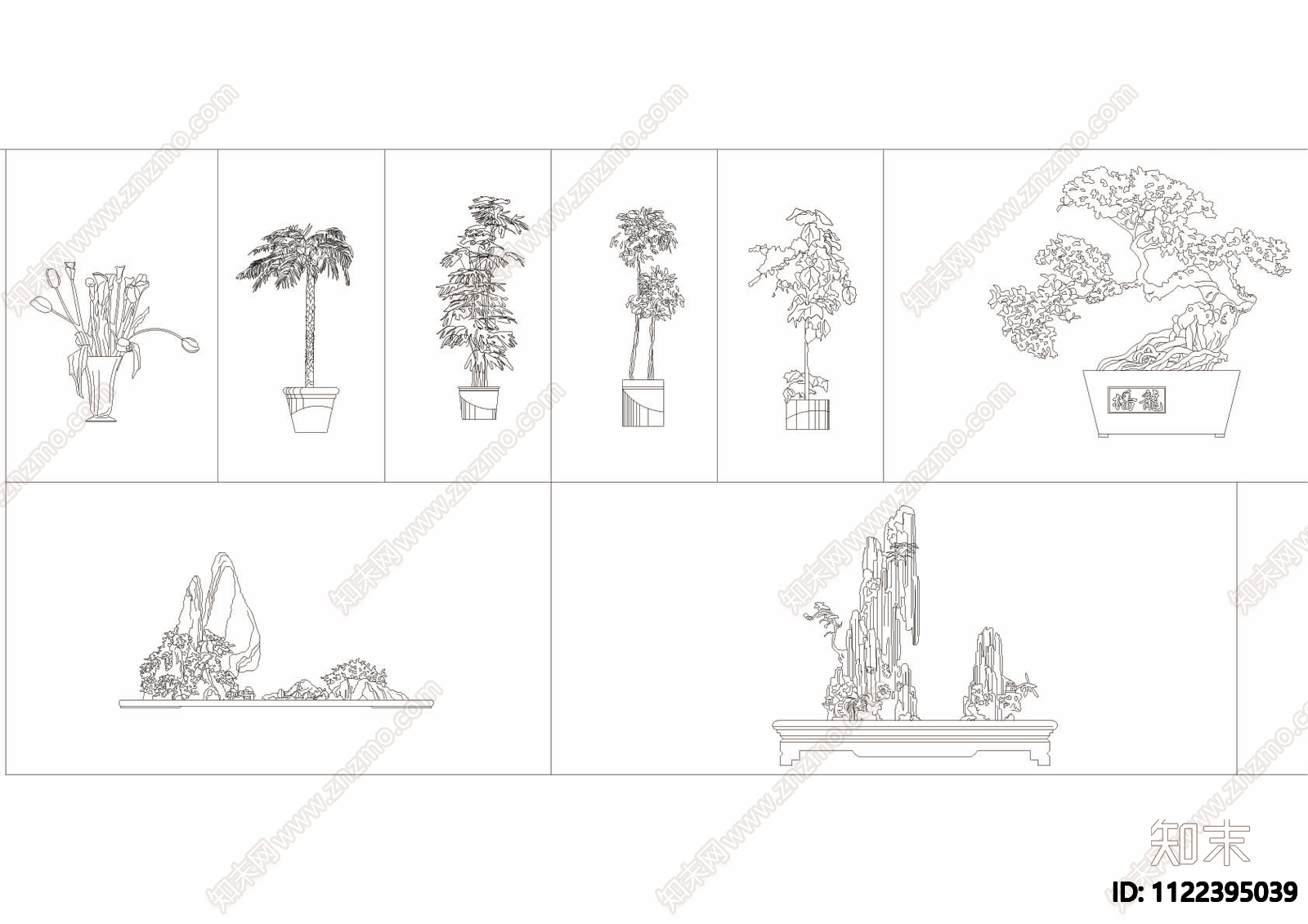 31个精选室内植物CAD立面图施工图下载【ID:1122395039】