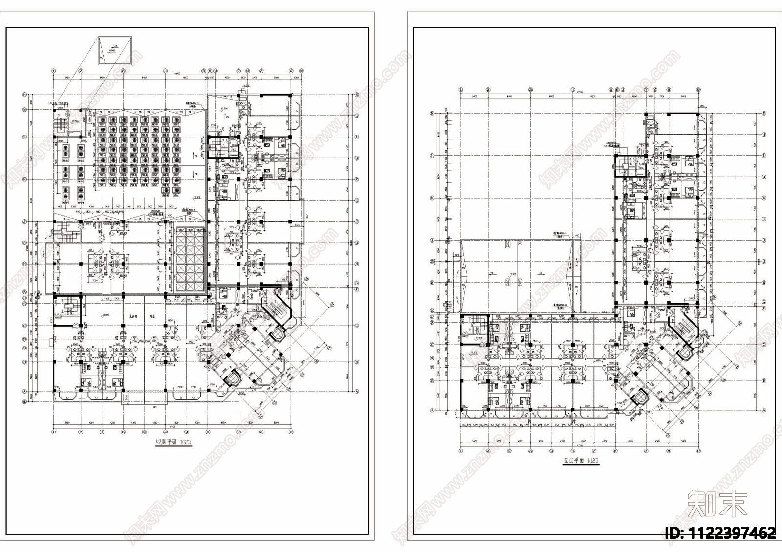 高层转角酒店建筑cad图施工图下载【ID:1122397462】