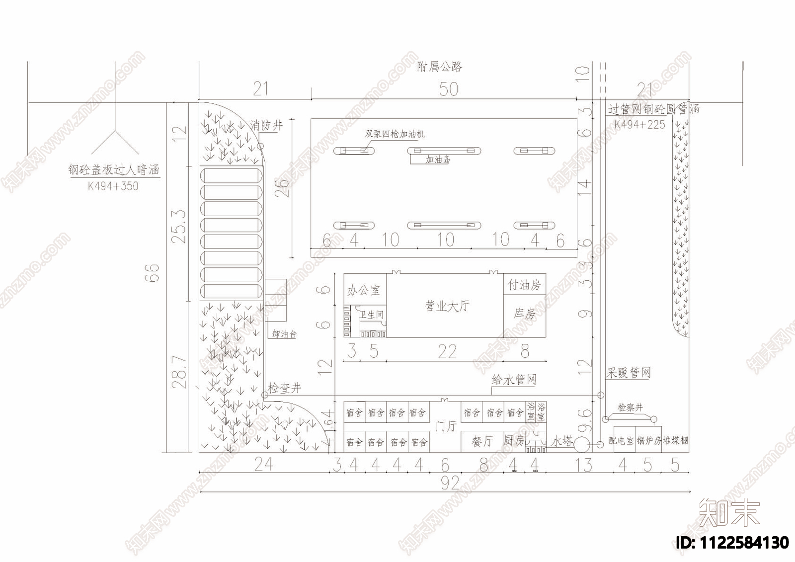 加油站CAD平面布置图施工图下载【ID:1122584130】