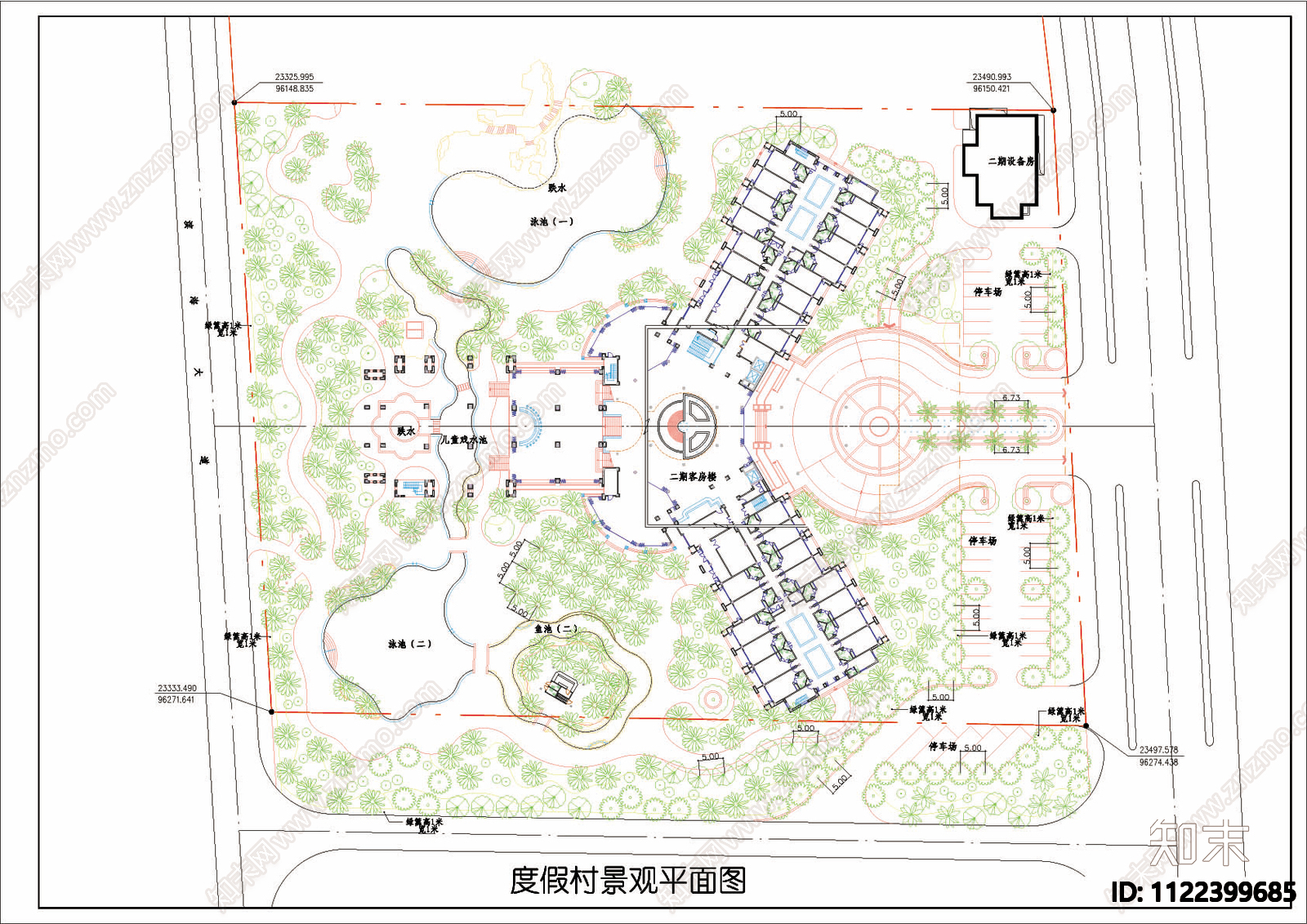 度假村景观平面图施工图下载【ID:1122399685】