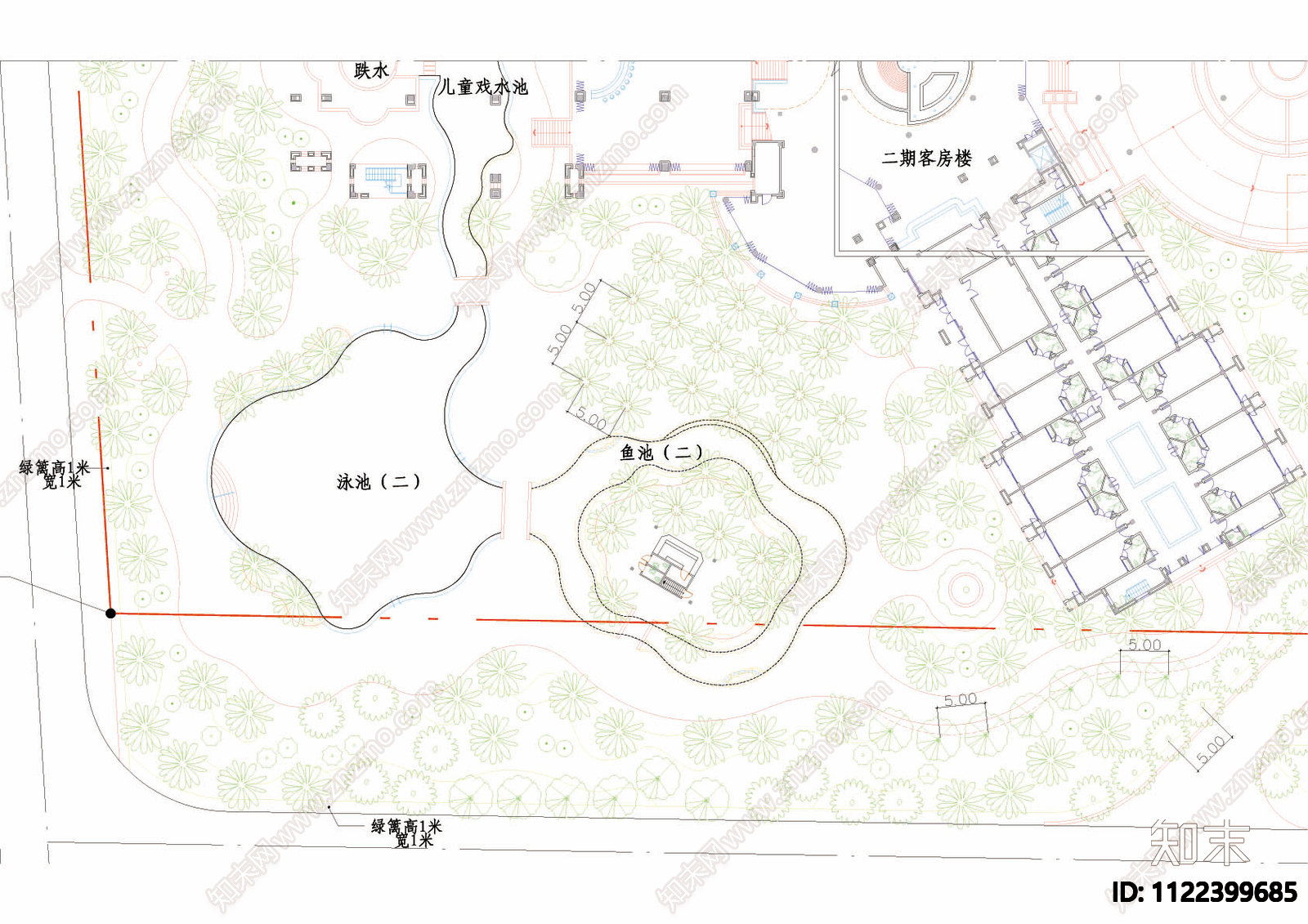 度假村景观平面图施工图下载【ID:1122399685】