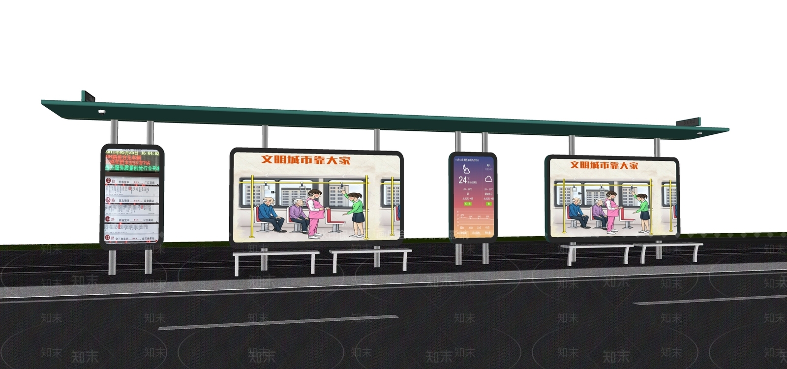 现代公交车站SU模型下载【ID:1122407332】